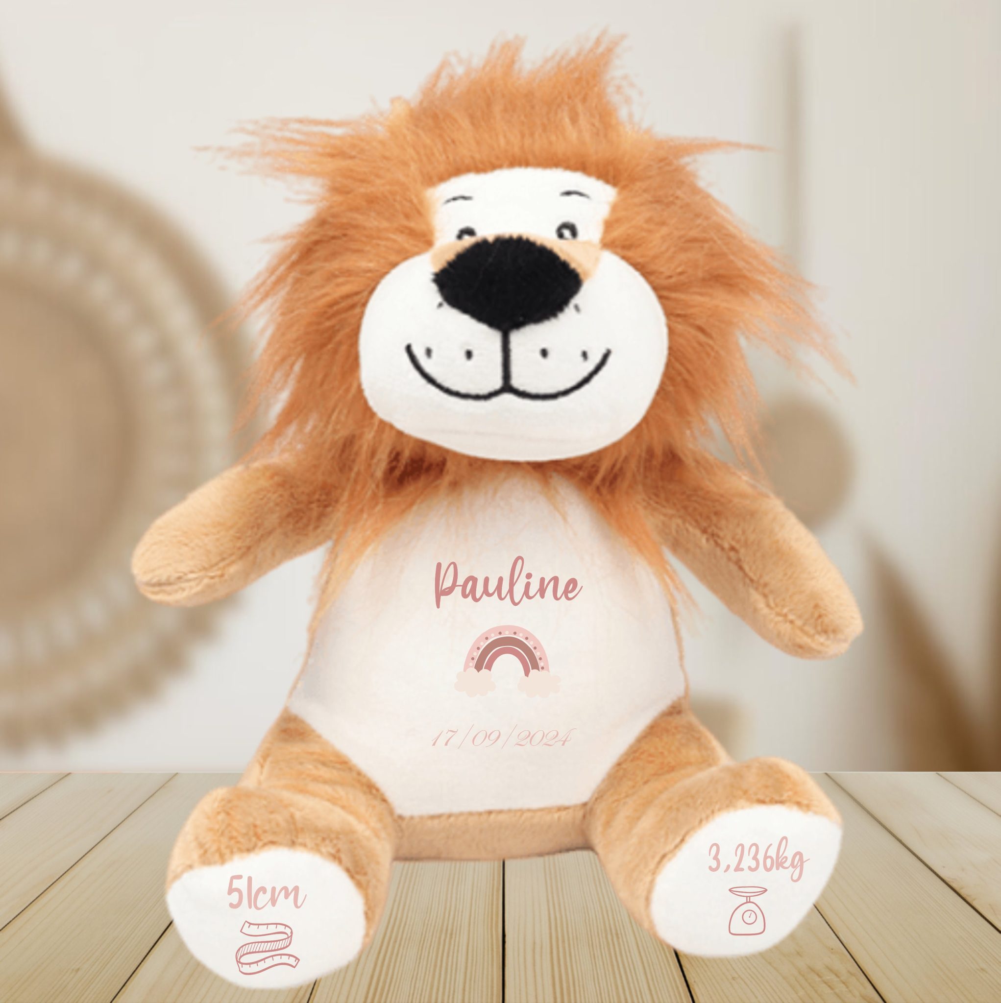 Peluche Lion enfant personnalisé prénom — Cadeau bébé