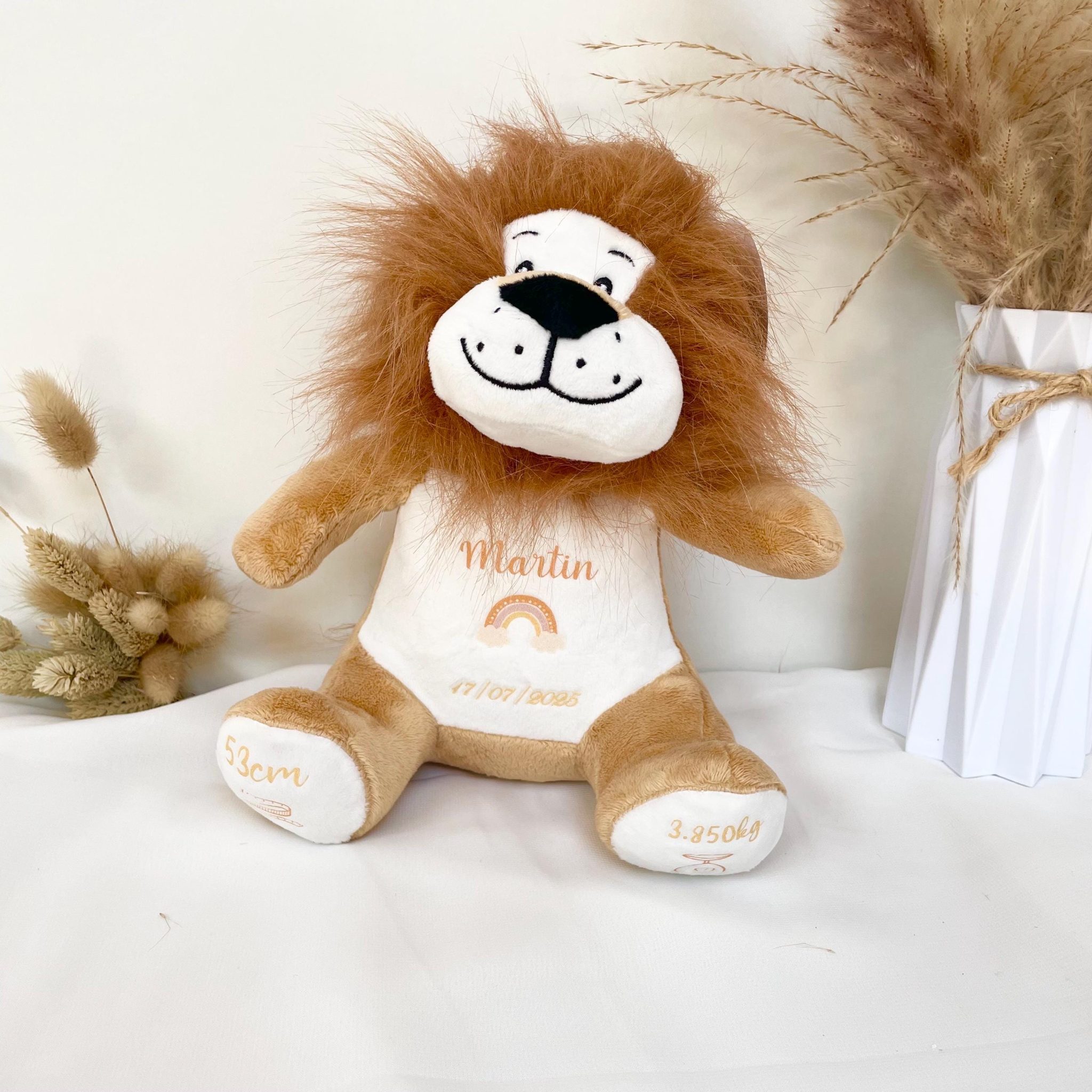 Peluche Lion enfant personnalisé prénom — Cadeau d'anniversaire