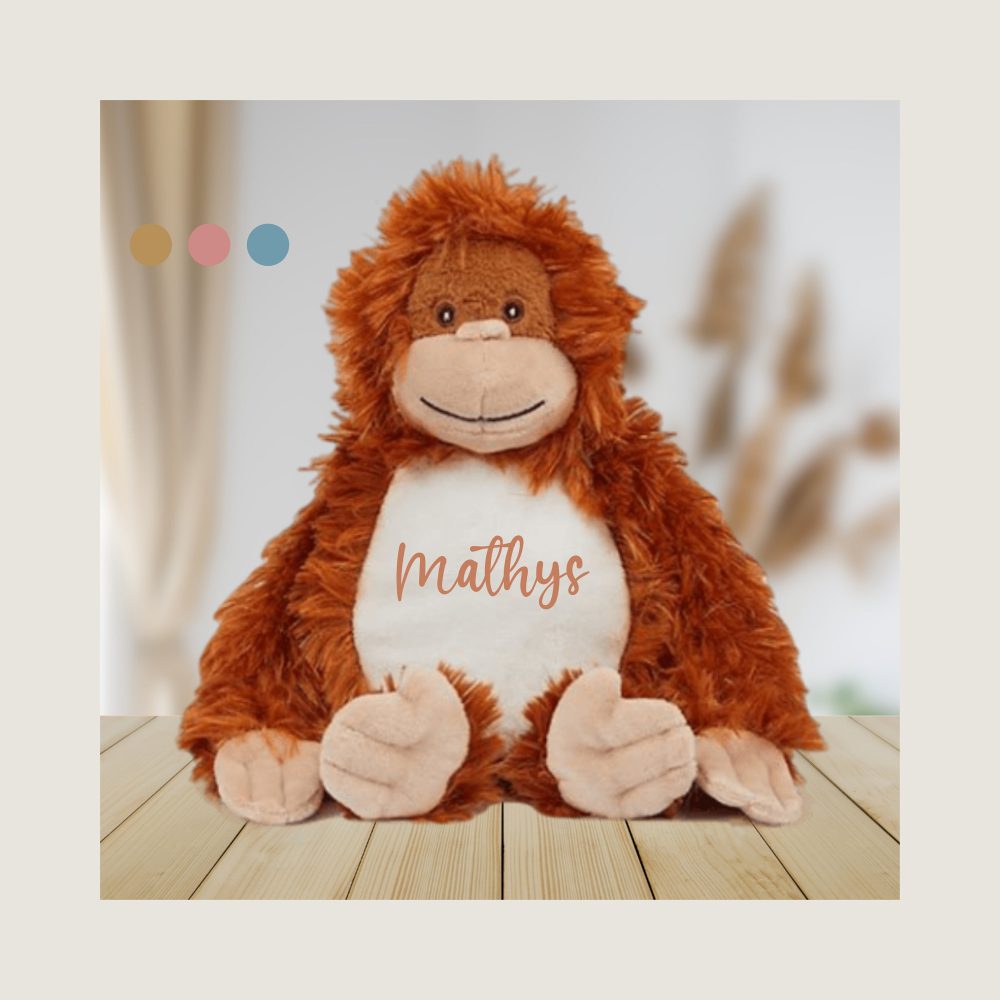 Peluche singe personnalisé prénom