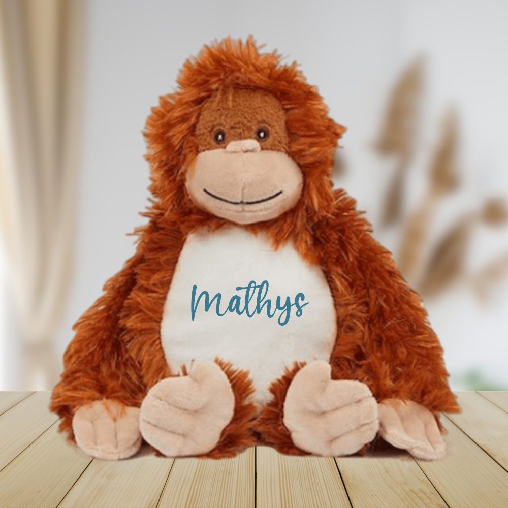 Peluche singe personnalisé prénom — cadeau bébé doudou