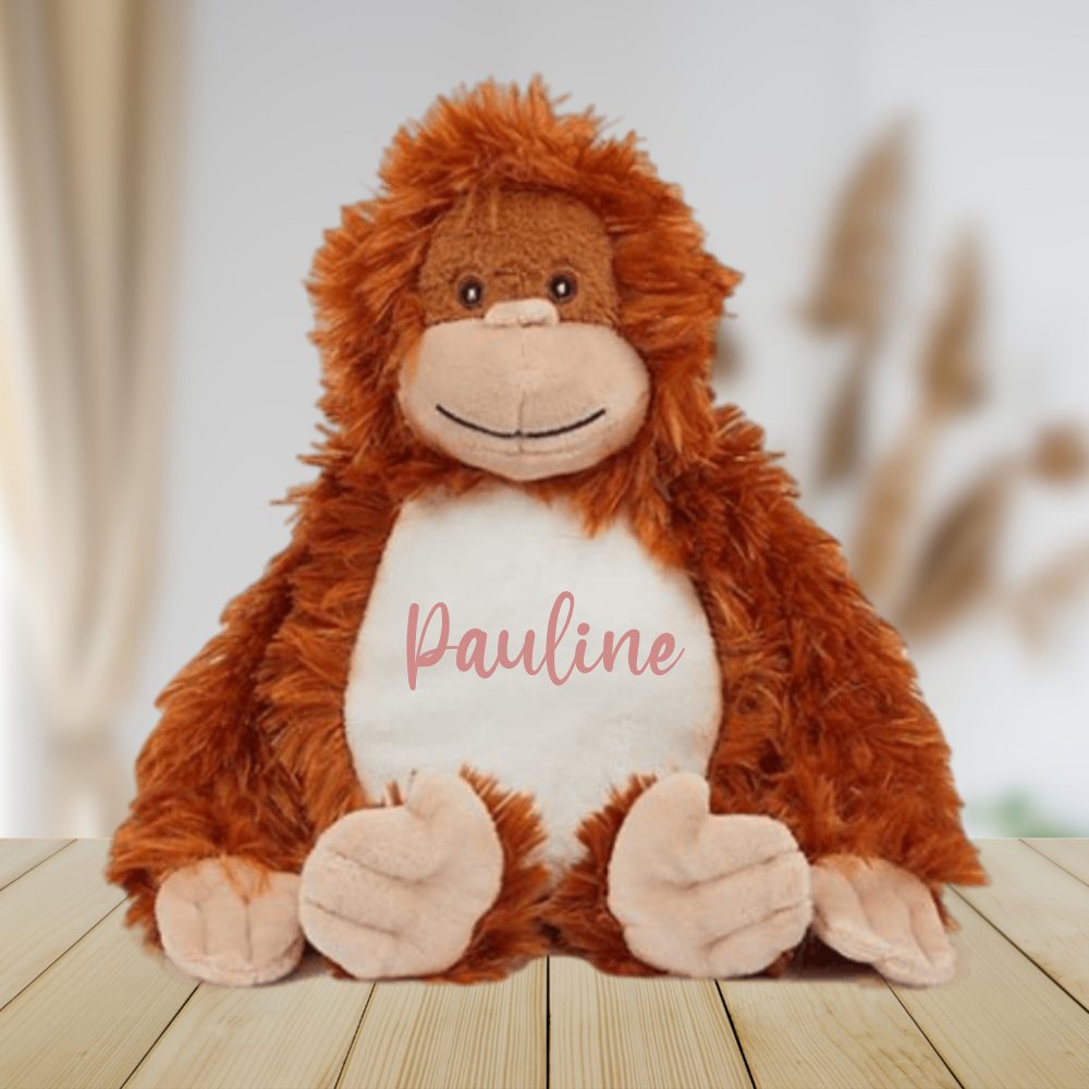 Peluche singe personnalisé prénom — Cadeau d'anniversaire