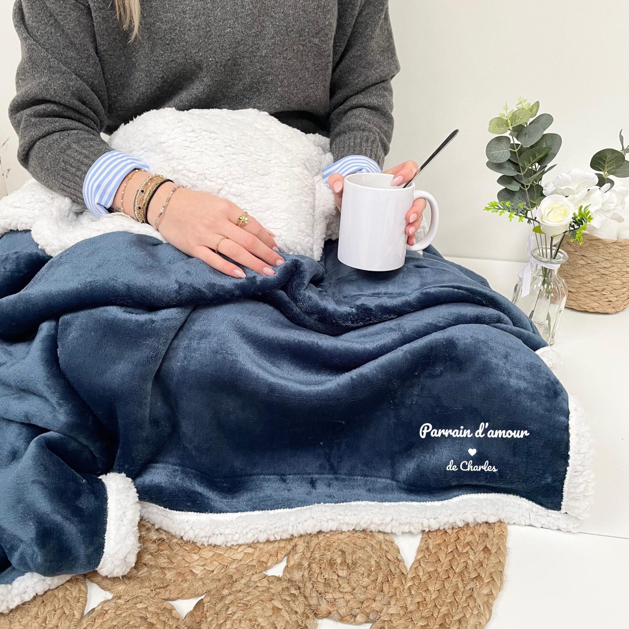 Plaid à personnaliser Parrain/Marraine — cadeau de Noël