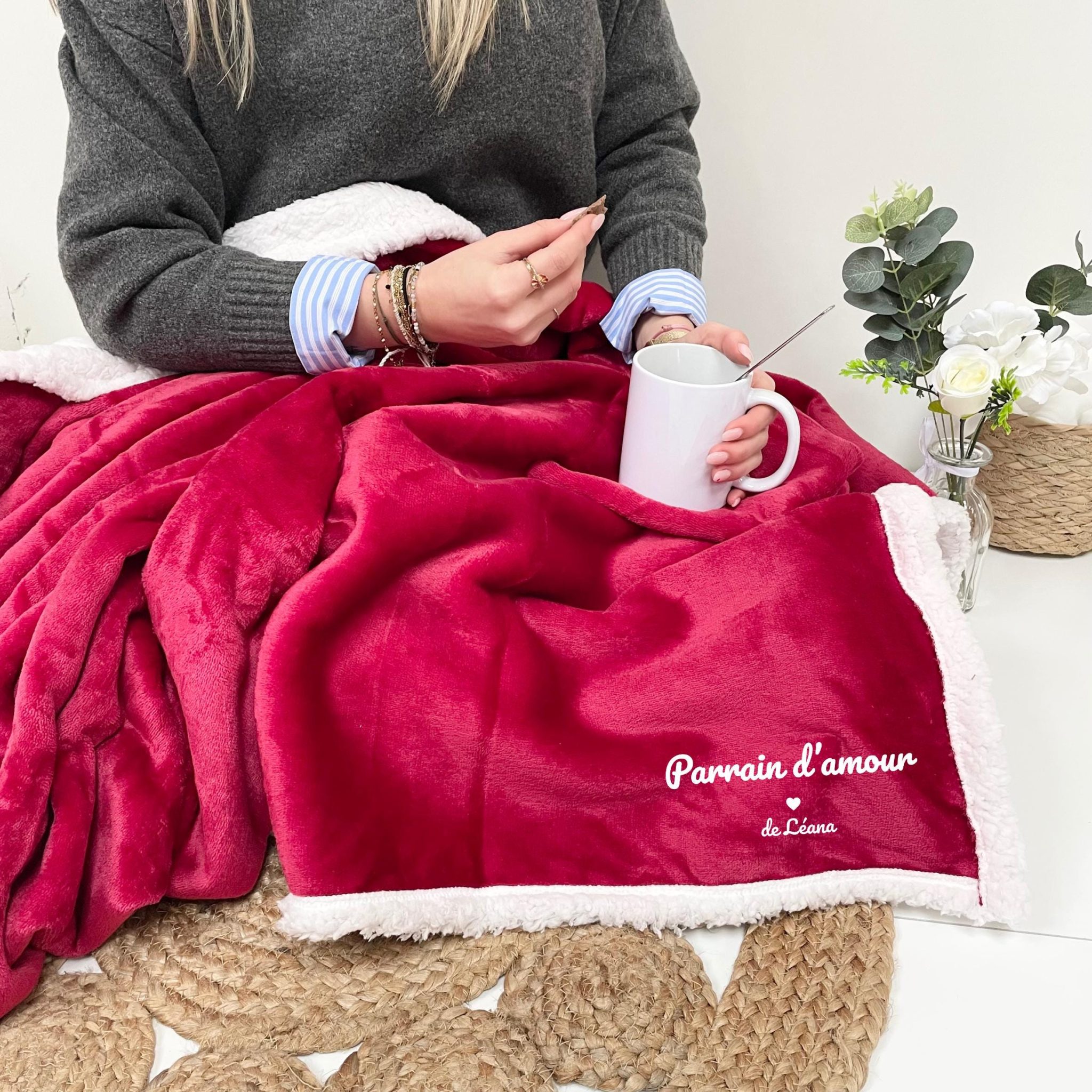 Plaid à personnaliser Parrain/Marraine — cadeau personnalisé