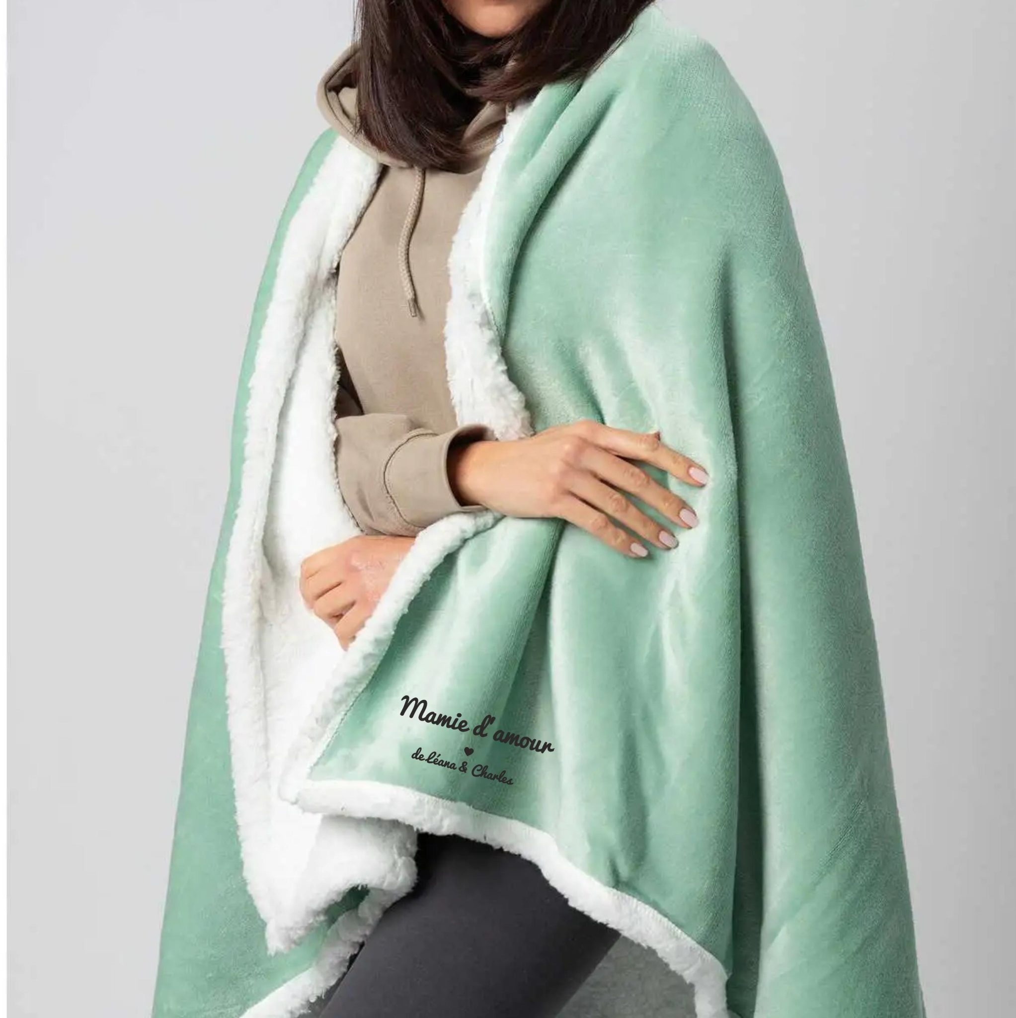 Plaid polaire brodé grand mère — couverture brodé