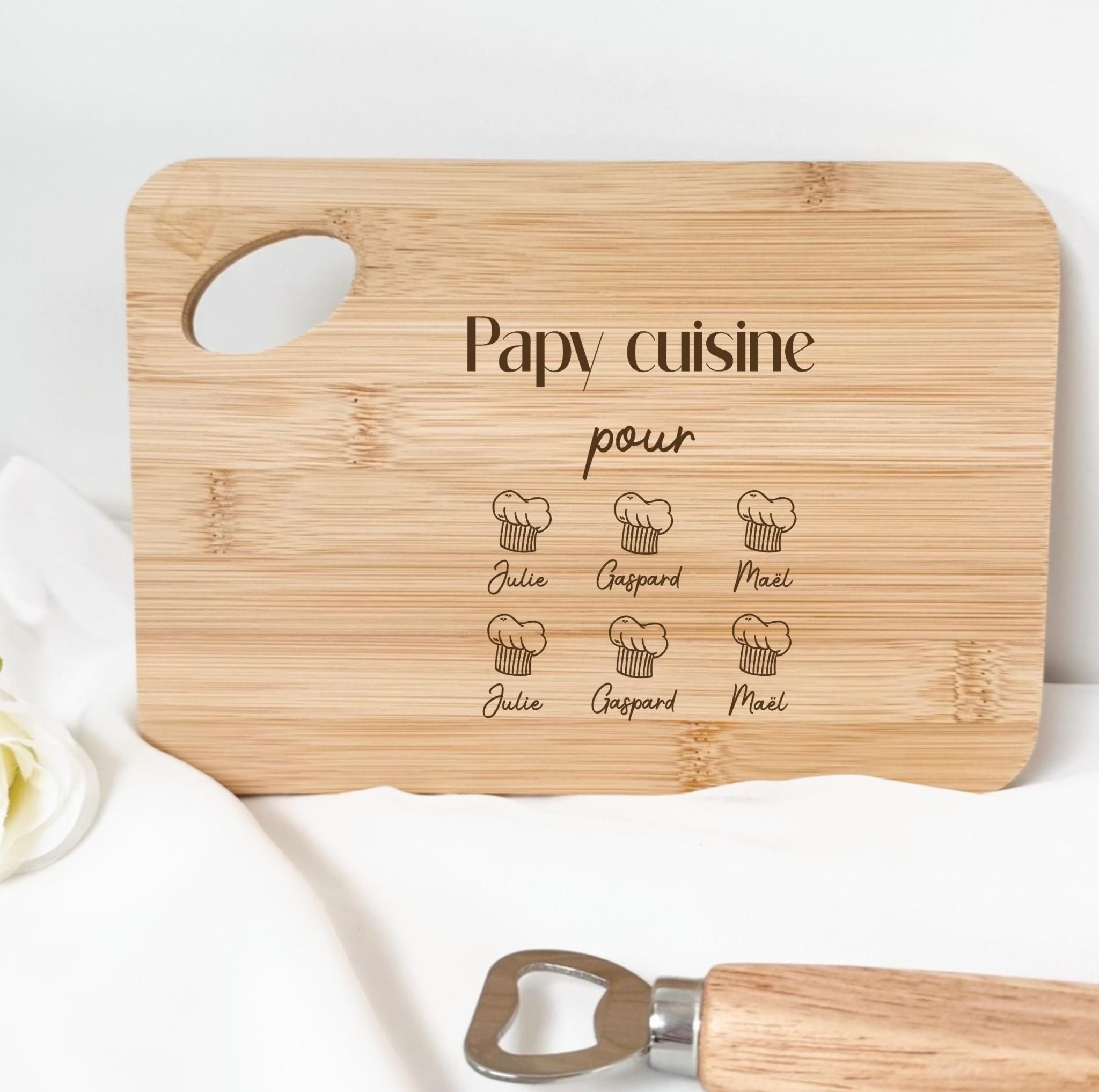 Planche à découper "Papa cuisine pour" — cadeau personnalisé