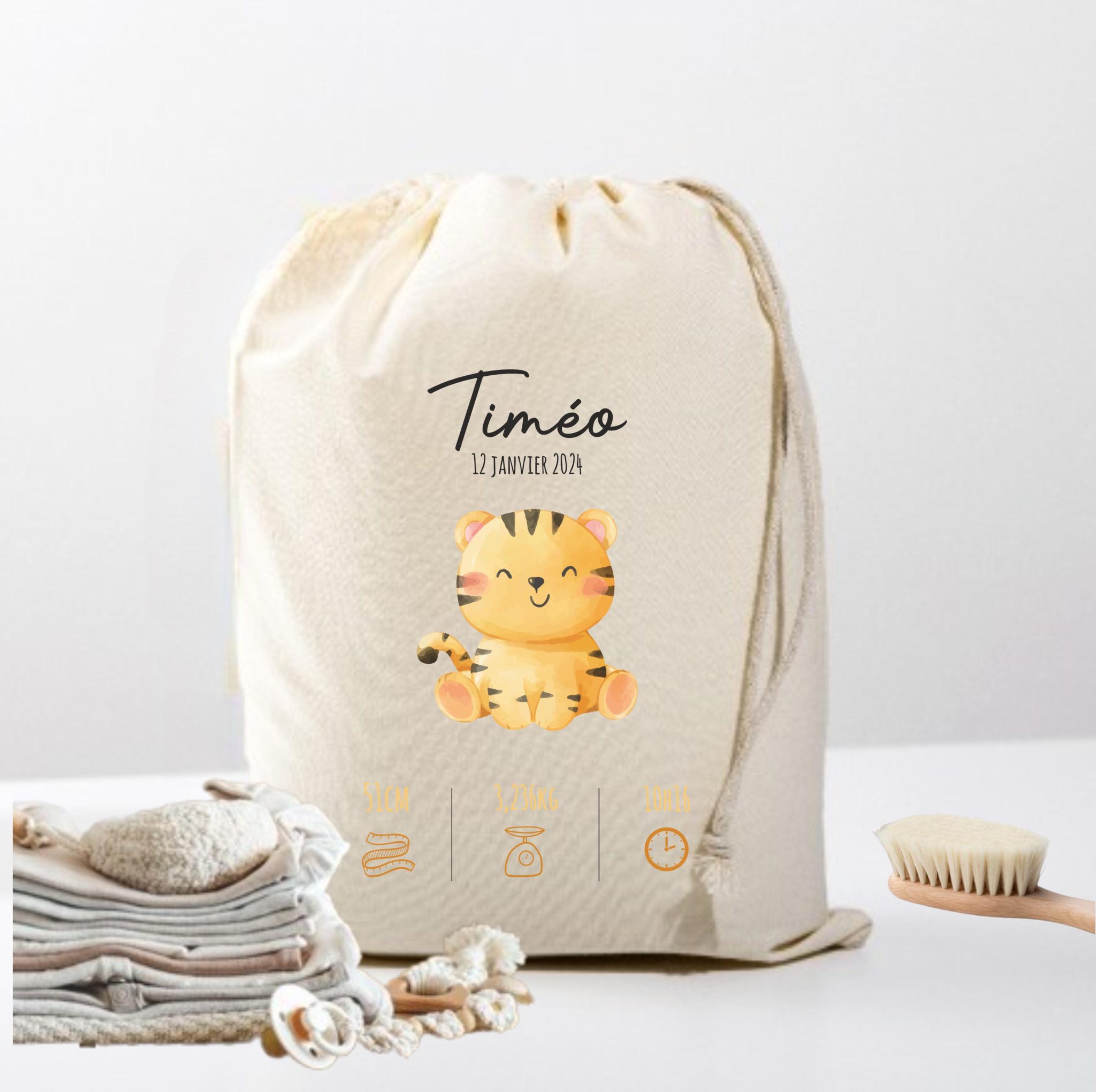 Pochon affaires naissance bébé — cadeau naissance