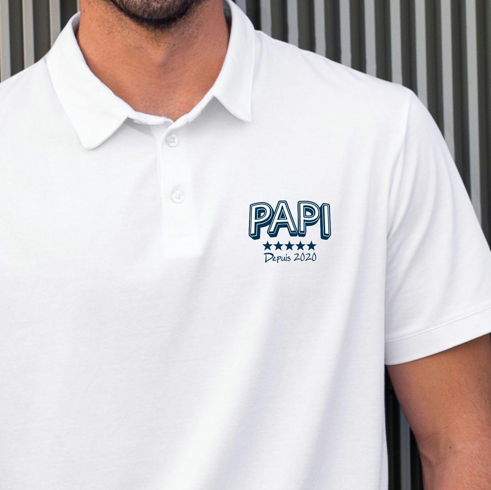 Polo personnalisé papi 5 étoiles — anniversaire papi personnalisé