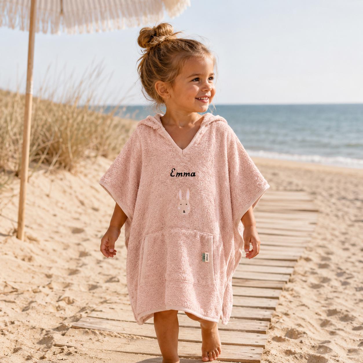 Poncho Enfant plage brodé