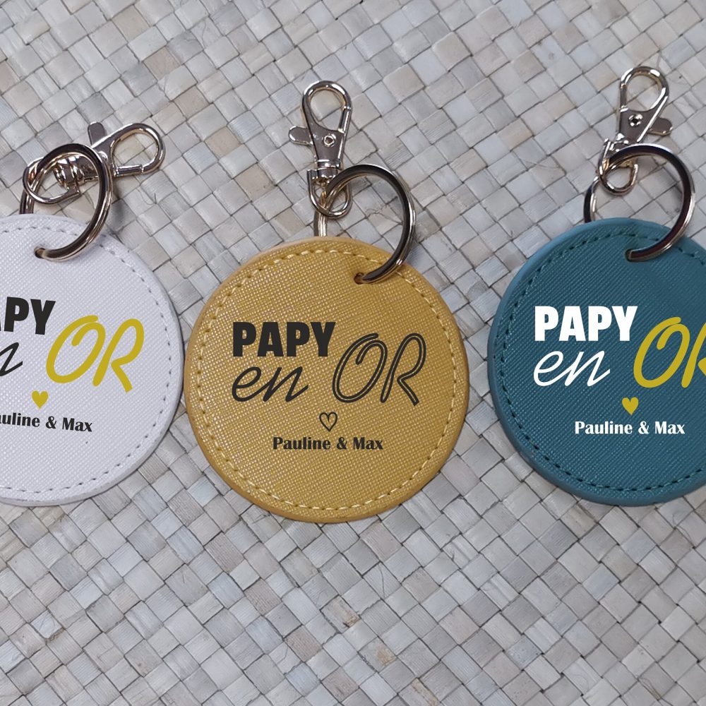 Porte-clés à personnaliser papy en or