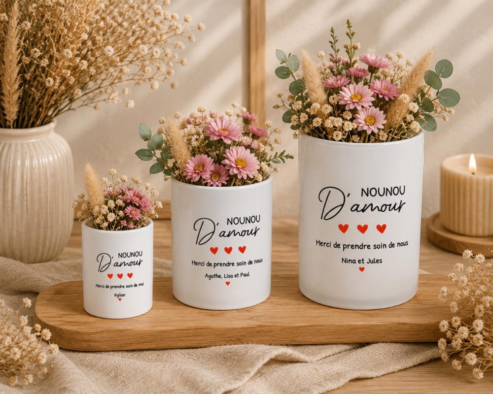 Pot de fleurs personnalisé “Maman D'amour” — cadeau maîtresse nounou