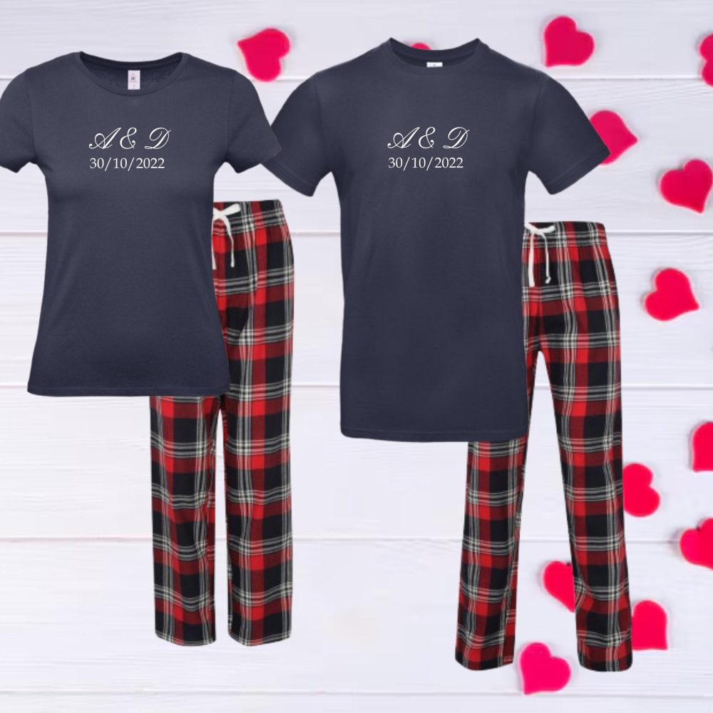 Pyjama assorti couple st valentin personnalisé