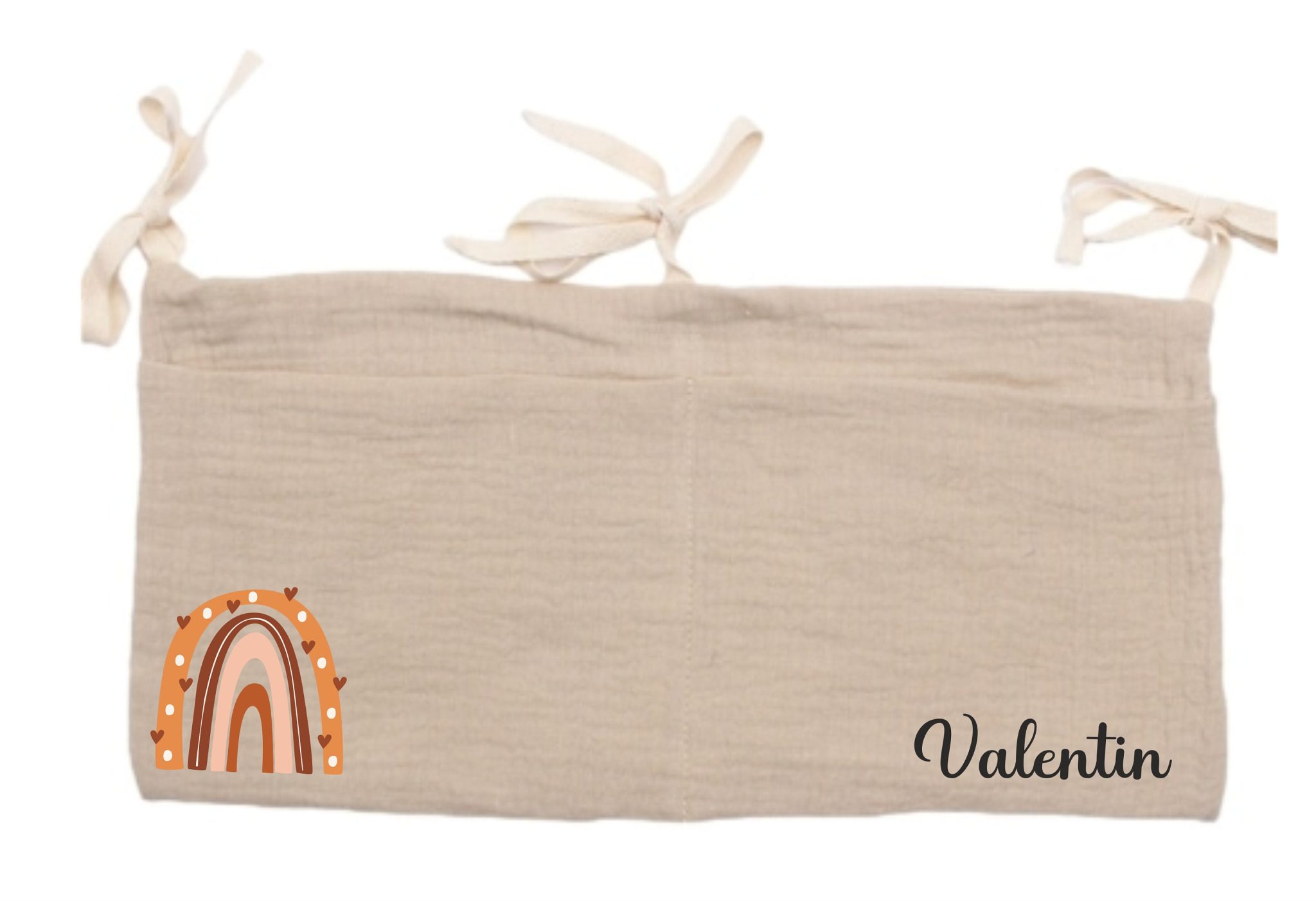 Rangement de lit personnalisé en gaze de coton — accessoire enfant bébé
