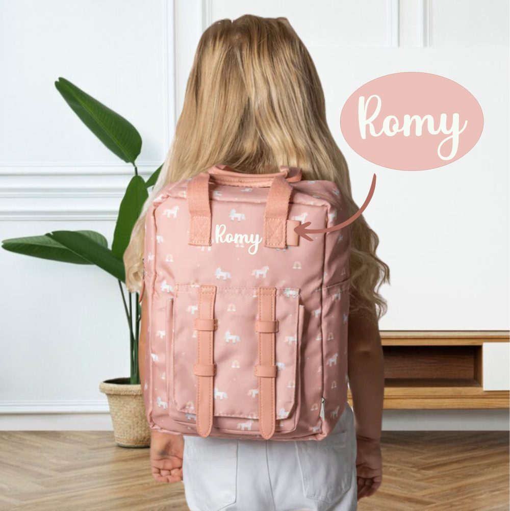 Sac école enfant personnalisé avec prénom — sac école fille