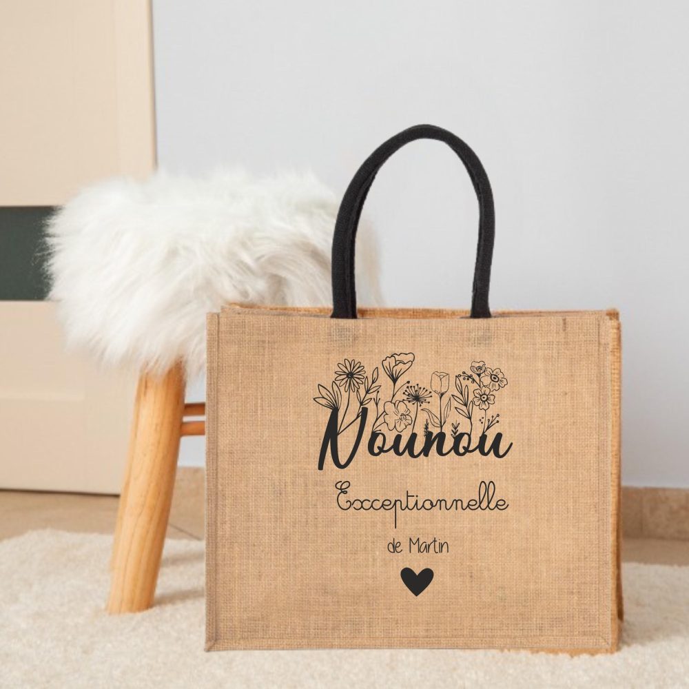 Sac en jute "Nounou Exceptionnelle"
