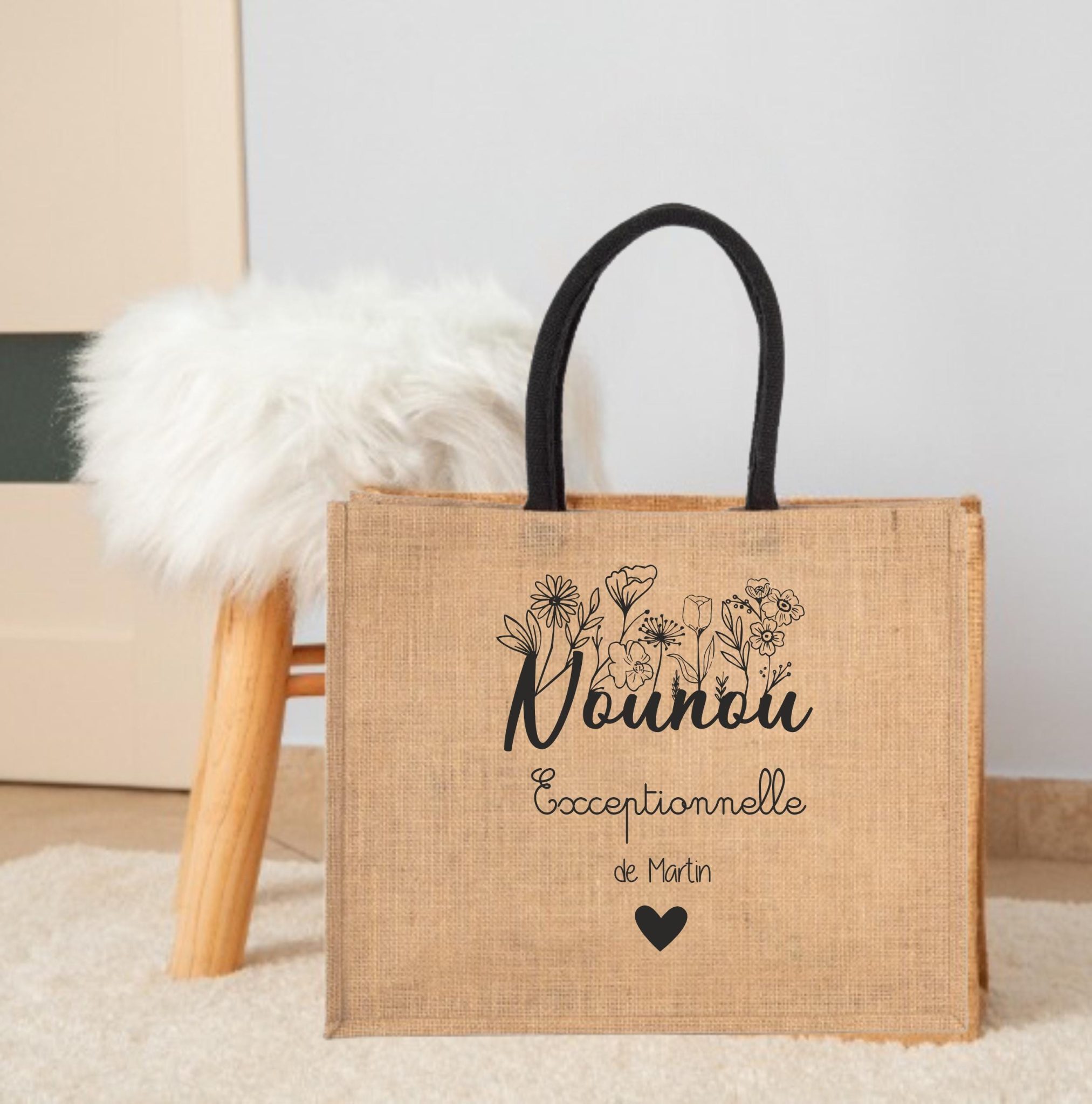 Sac en jute "Nounou Exceptionnelle"