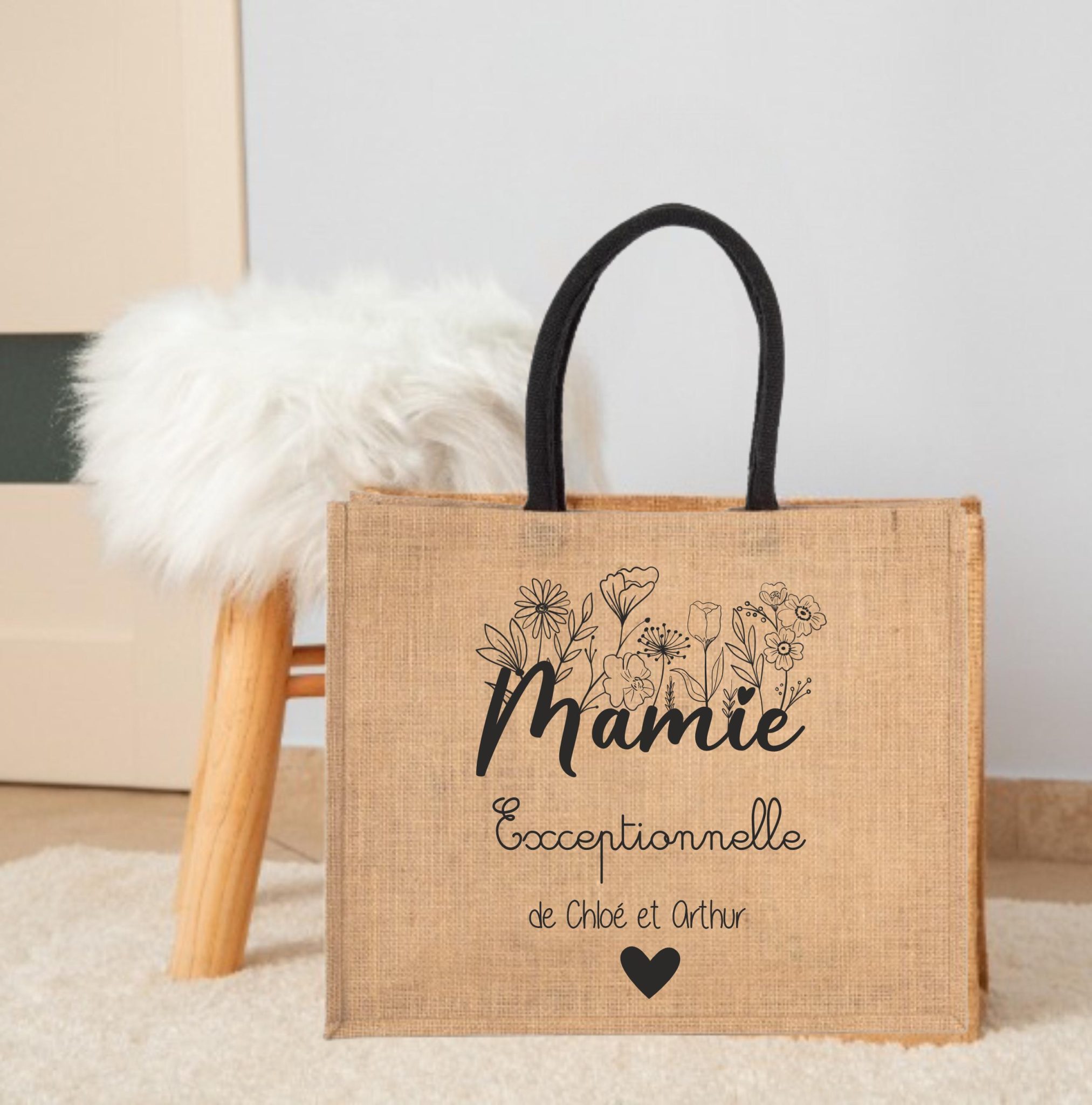Sac en jute "Tata Exceptionnelle" — cadeau anniversaire tata