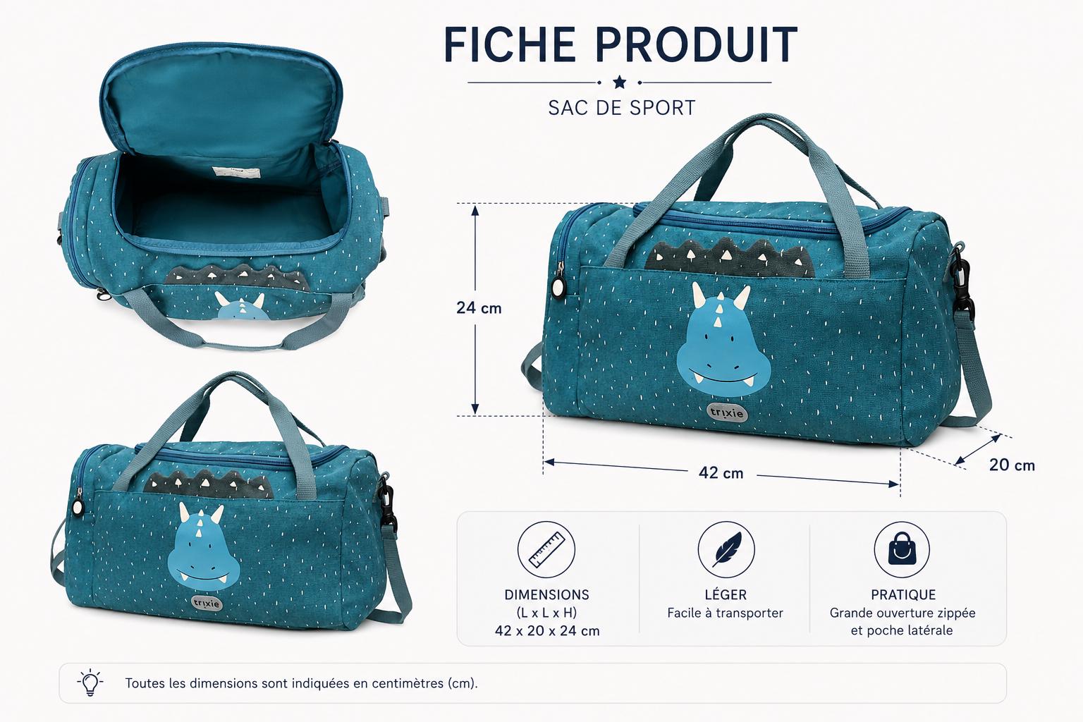 Sac voyage enfant Trixie personnalisé — sac de sport garçon primaire