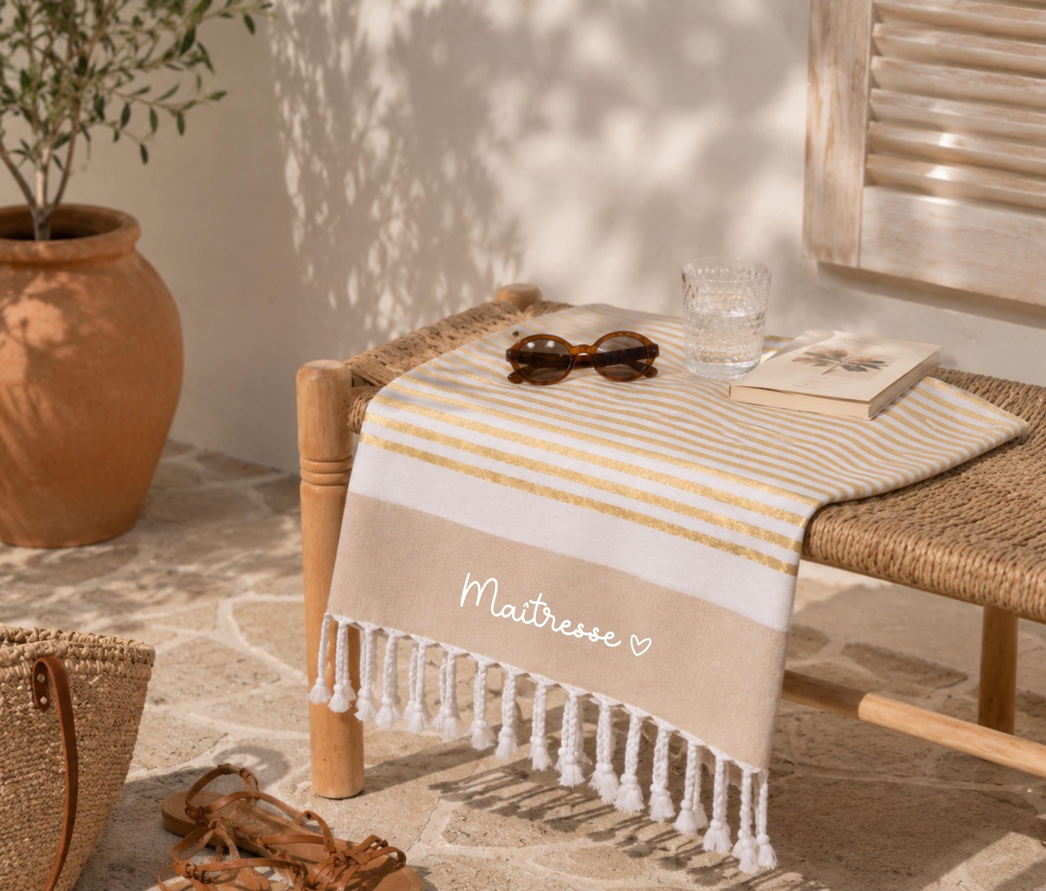 Serviette de Plage Personnalisée Maîtresse — cadeau merci maîtresse