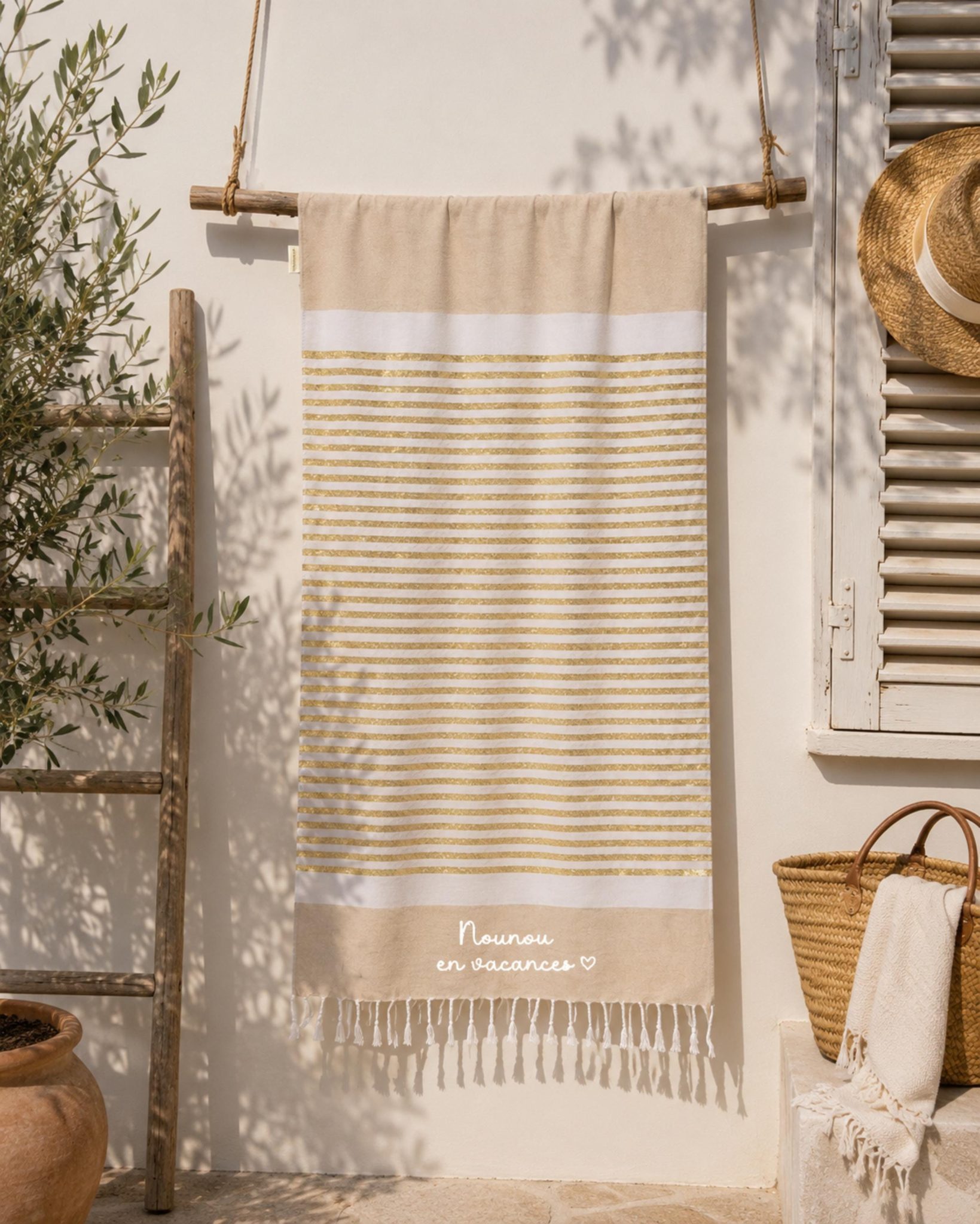 Serviette de Plage Personnalisée Nounou — merci nounou