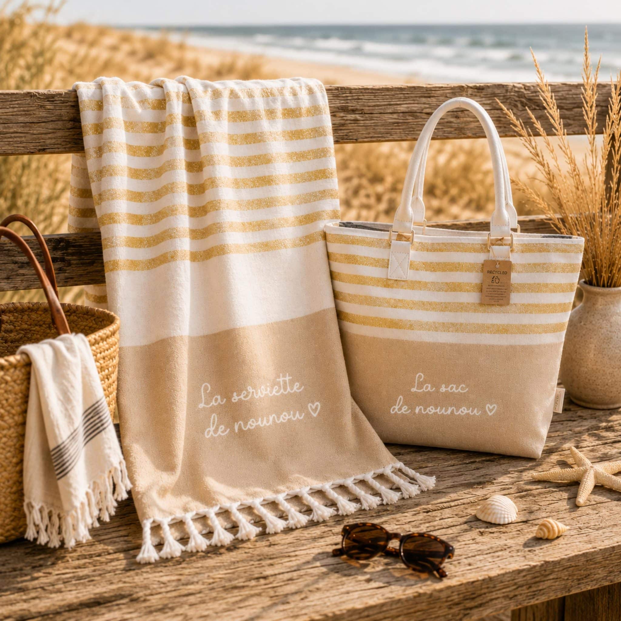 Serviette de Plage Personnalisée Nounou — anniversaire nounou cadeau