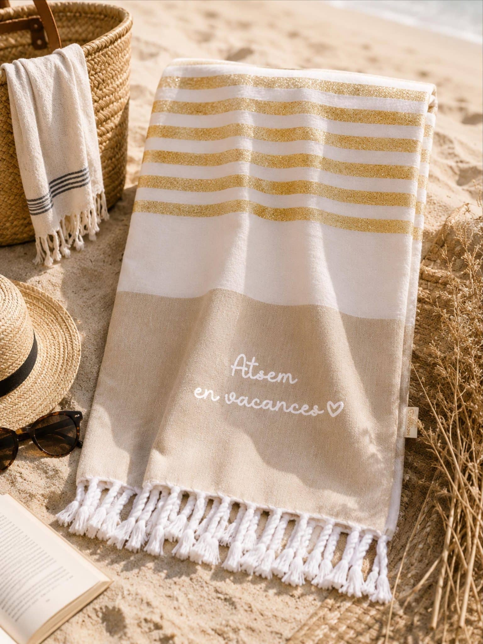 Serviette de Plage Personnalisée Nounou — cadeau enfant nounou