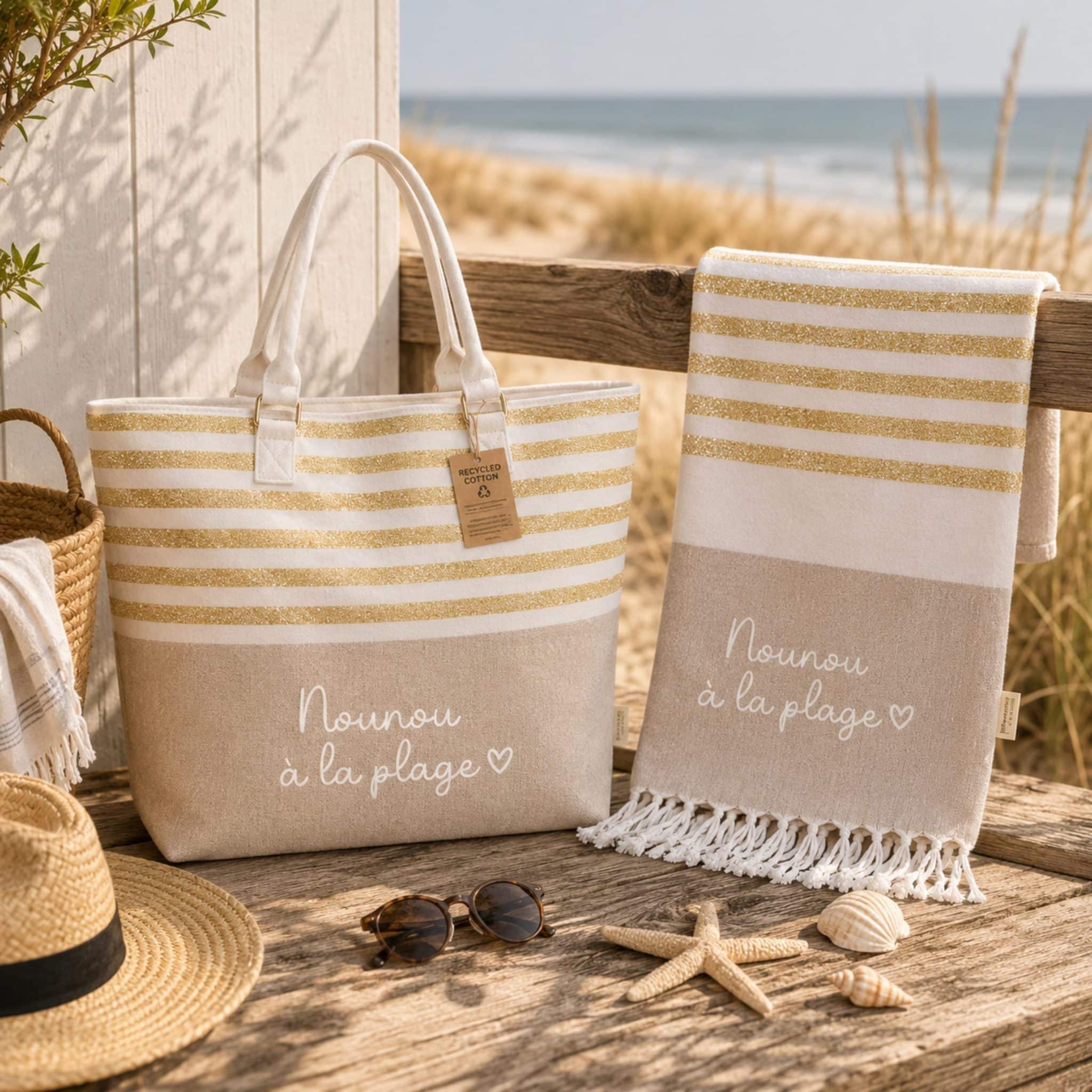 Serviette de Plage Personnalisée Nounou — cadeau merci maîtresse