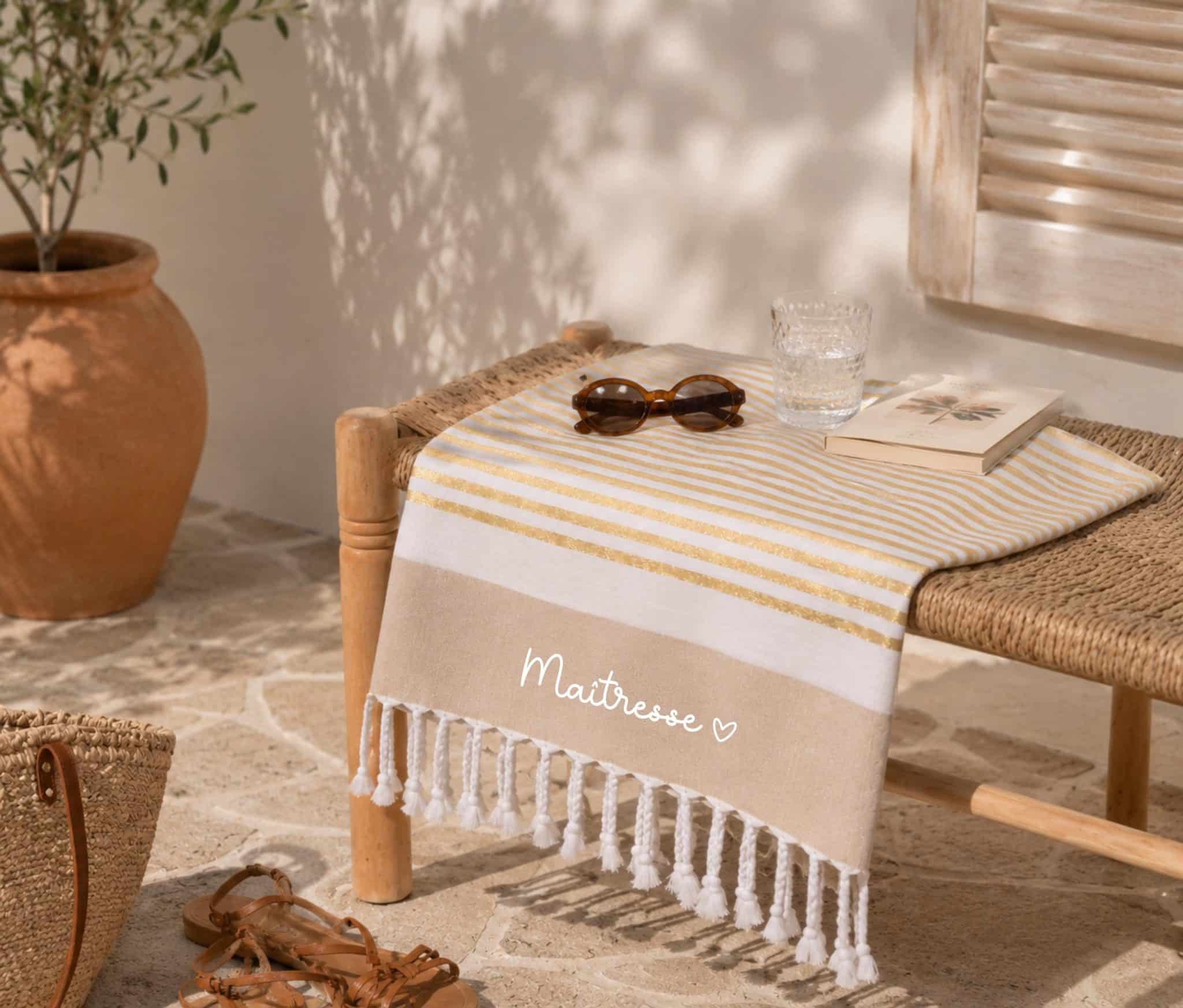 Serviette de Plage Personnalisée Nounou — cadeau personnalisé nounou
