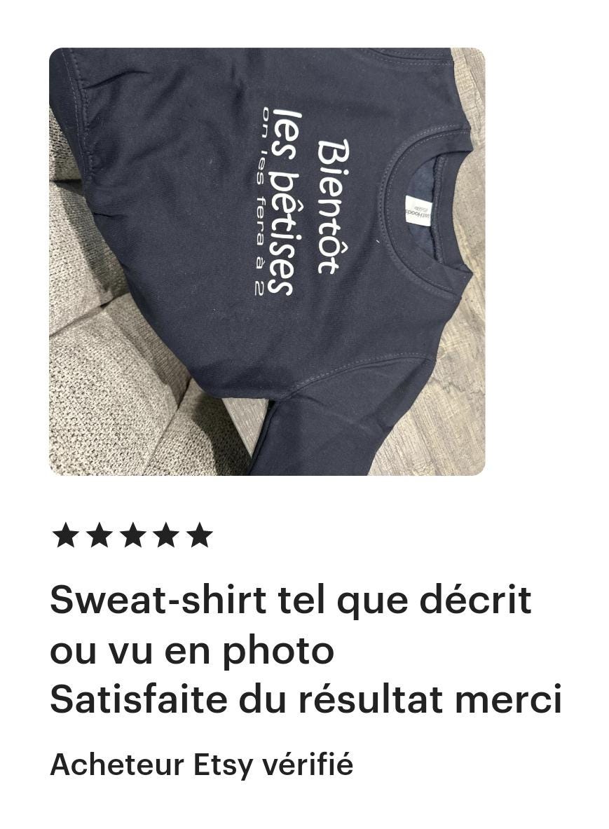 Sweat personnalisé annonce grossesse — sweat future soeur