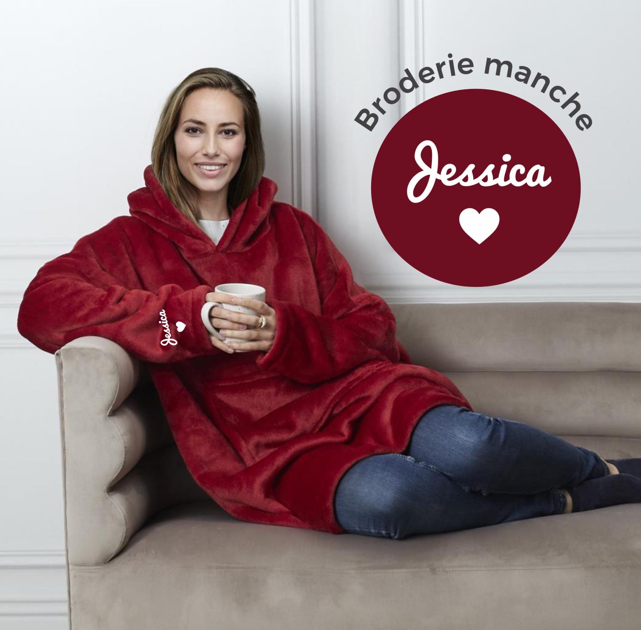 Sweat-plaid capuche personnalisé — cadeau brodé