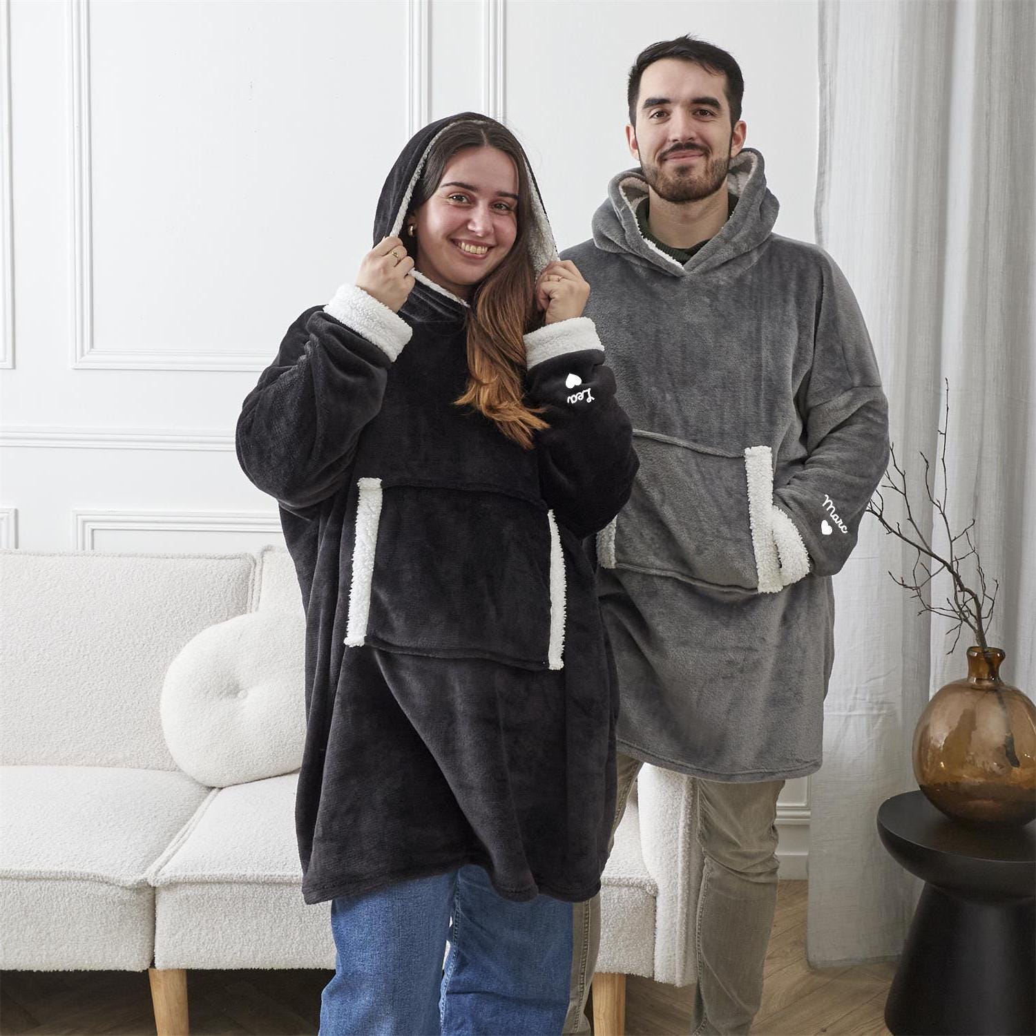Sweat-plaid capuche personnalisé — cadeau de Noël