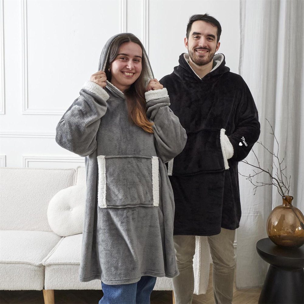 Sweat-plaid capuche personnalisé — cadeau fille noël