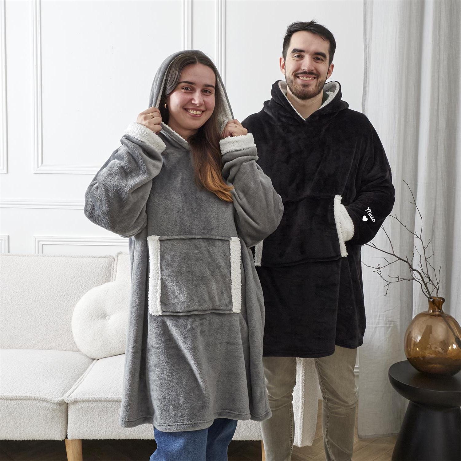 Sweat-plaid capuche personnalisé — cadeau fille noël