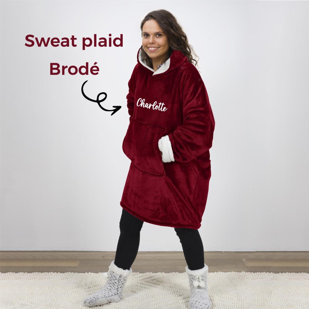 Sweat-plaid personnalisé cadeau saint valentin brodé — cadeau st valentin