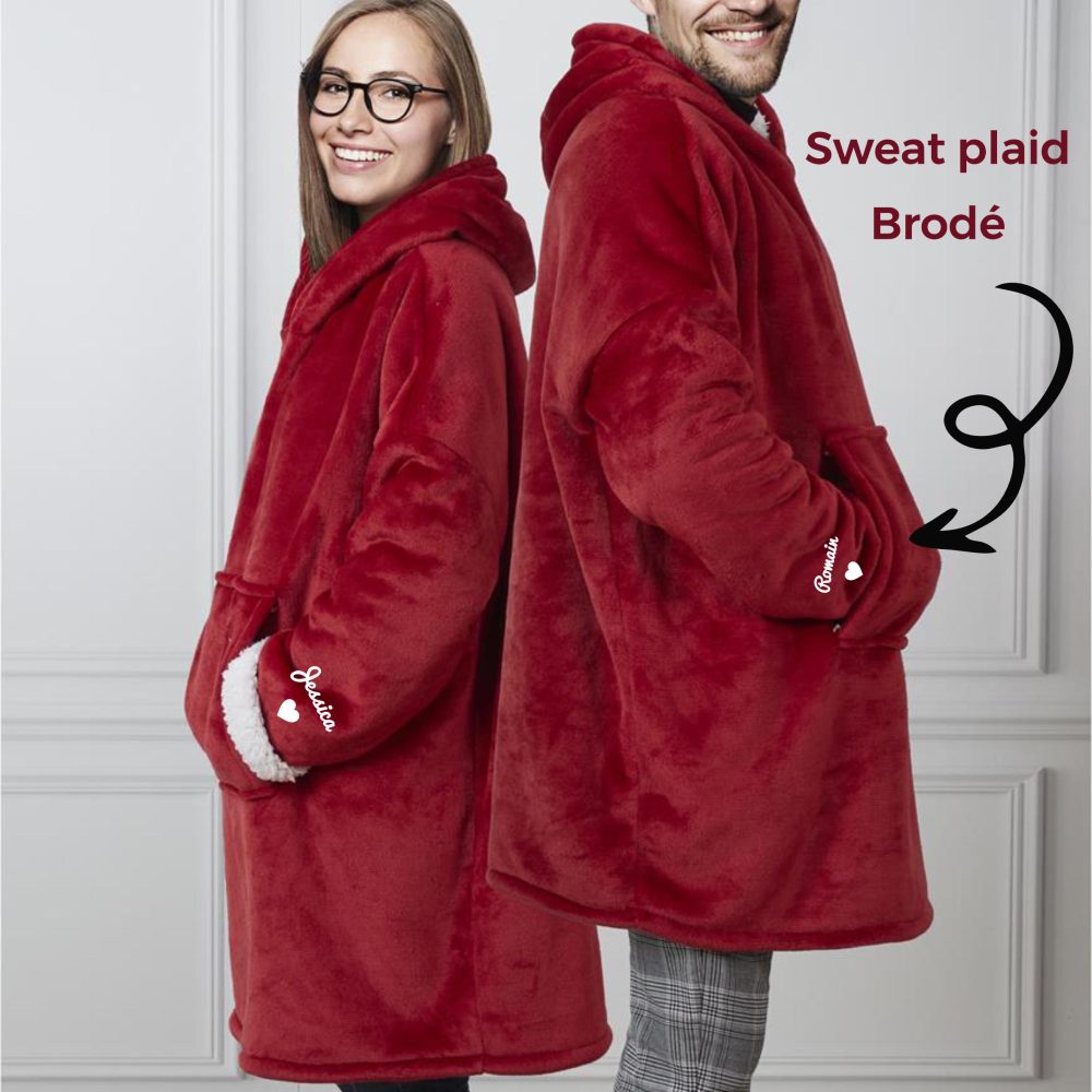 Sweat-Plaid St Valentin Broderie Personnalisée