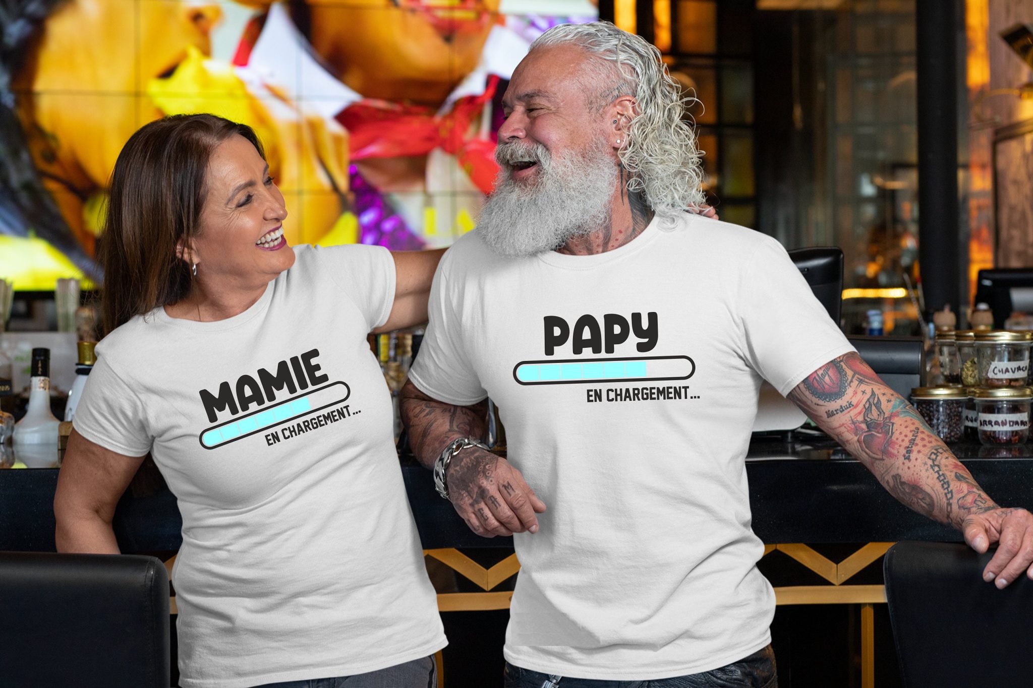T-shirt Blanc annonce grossesse — annonce grosse papi