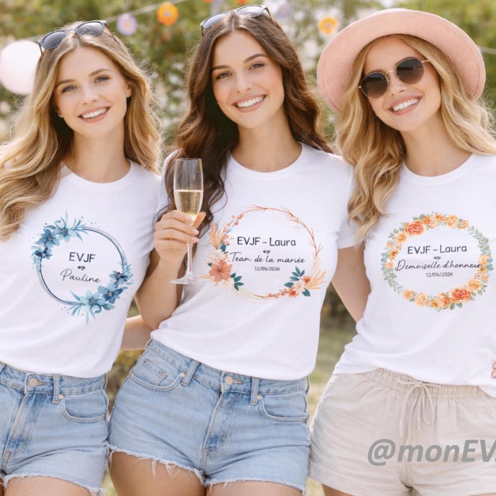 T-shirt EVJF personnalisé fleur