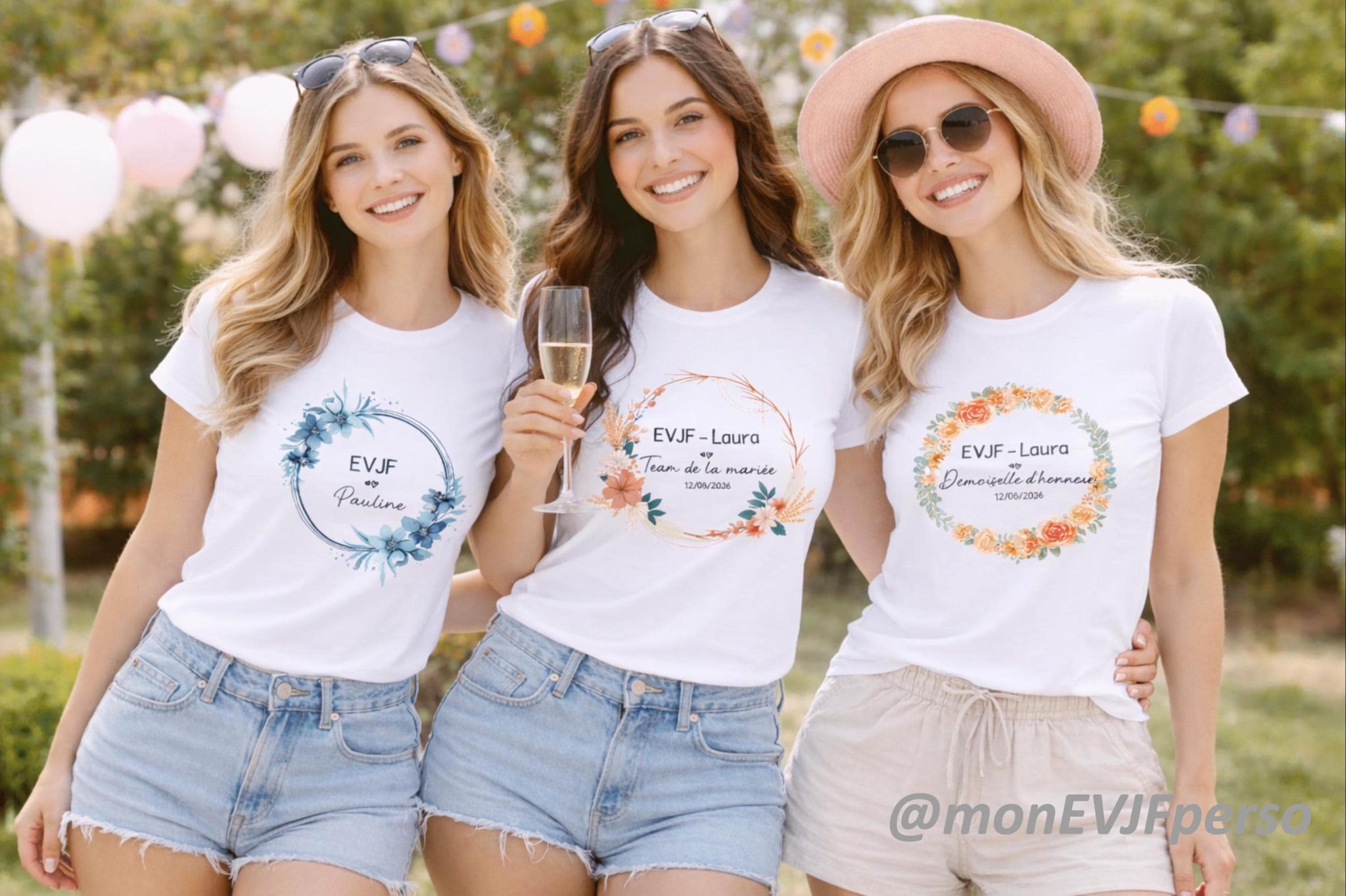T-shirt EVJF personnalisé fleur