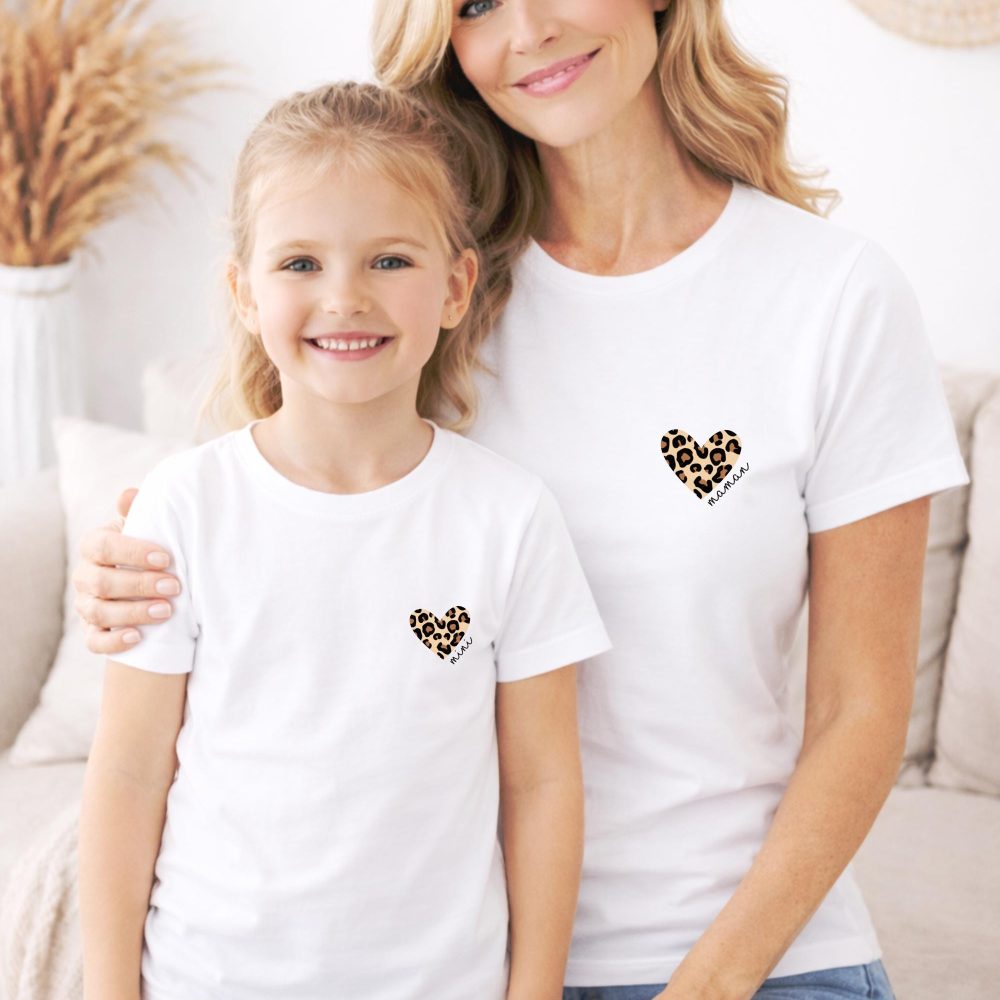 T-shirt Matchy Cœur Léopard