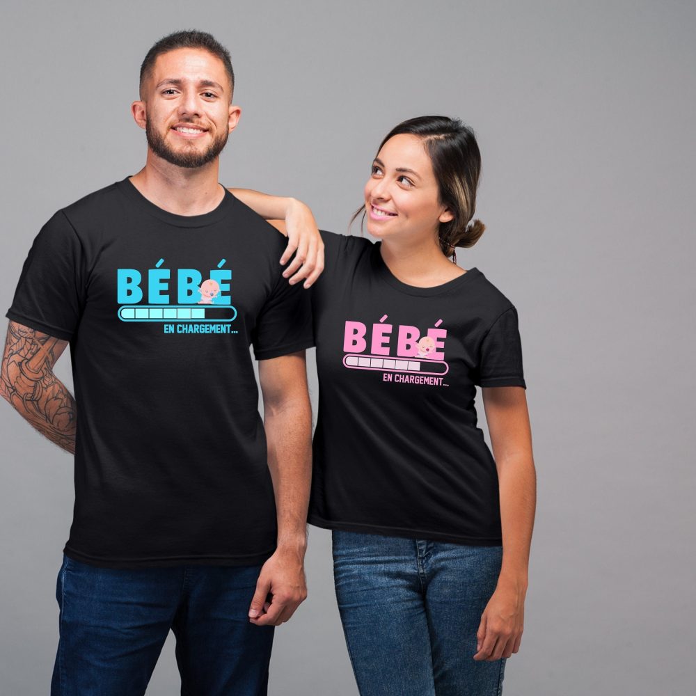 T-shirt Noir annonce grossesse