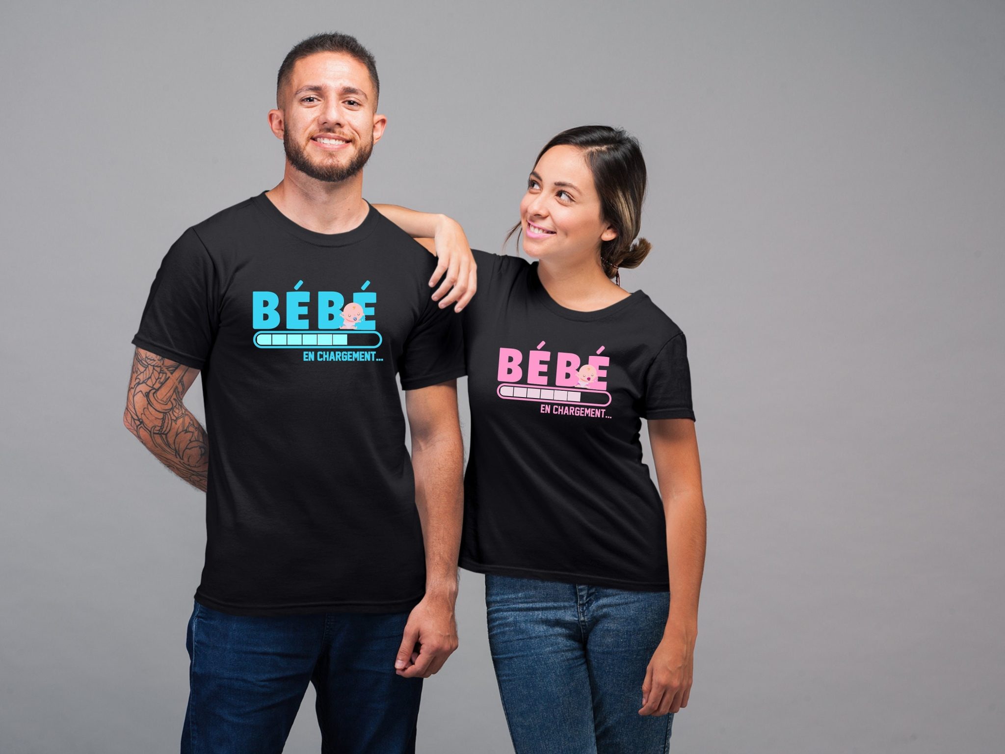 T-shirt Noir annonce grossesse