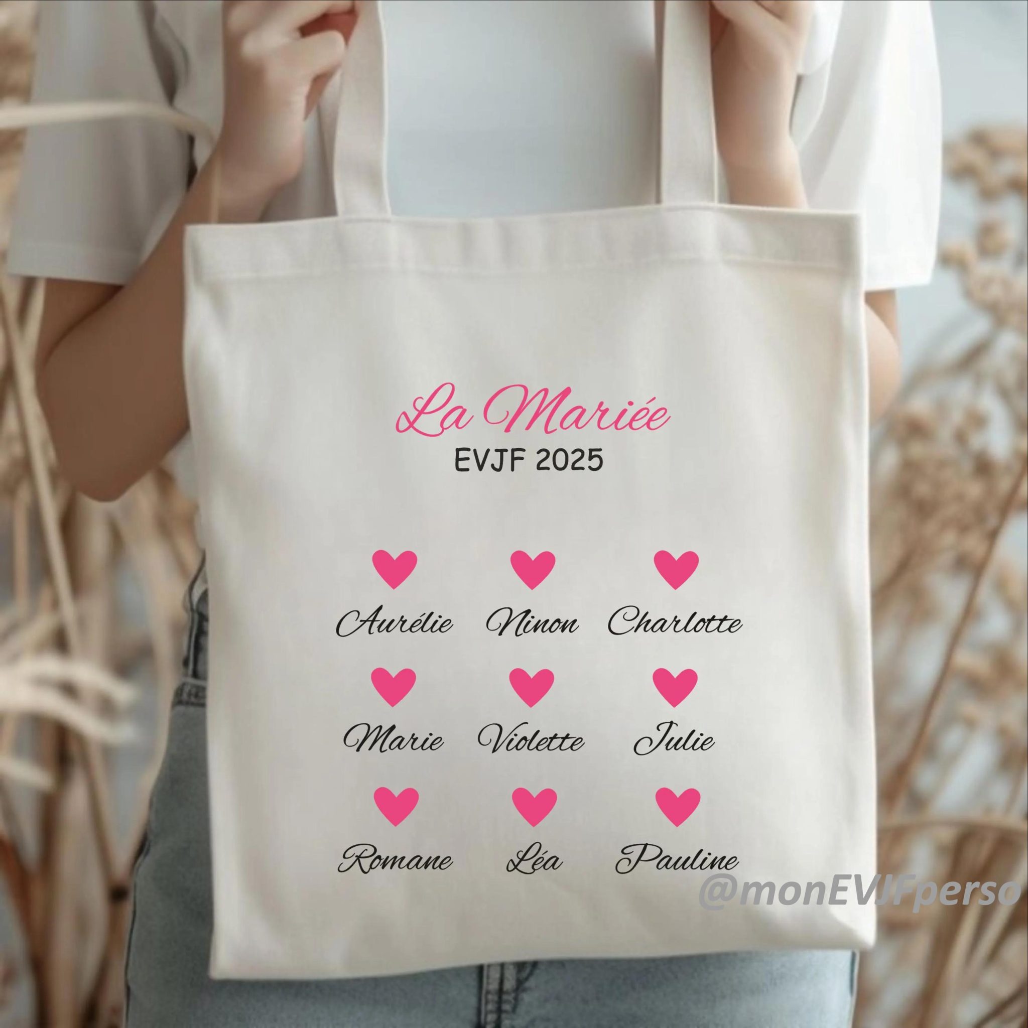 Tote Bag EVJF souvenir la mariée Personnalisable