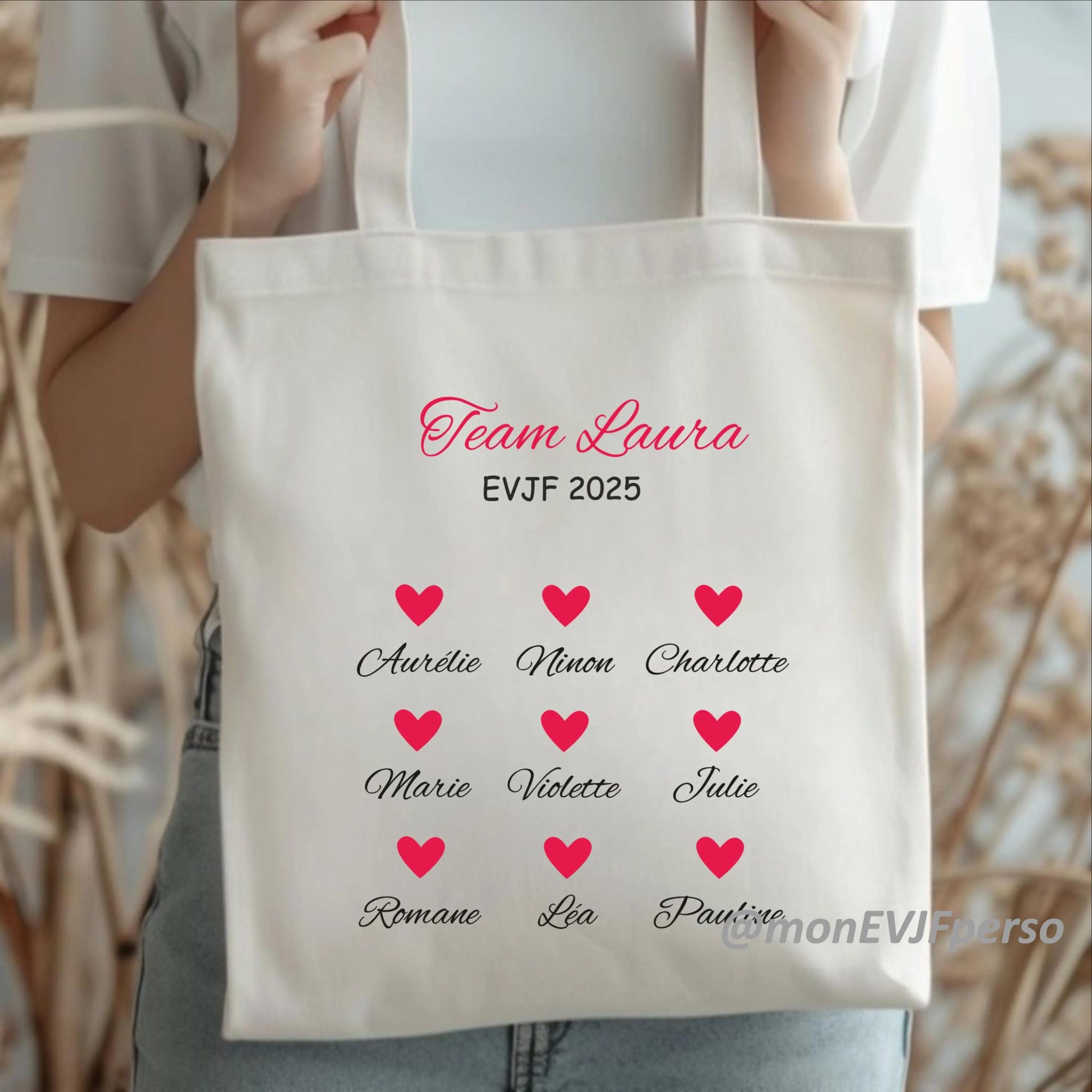 Tote Bag EVJF souvenir la mariée Personnalisable — accessoire EVJF personnalisé