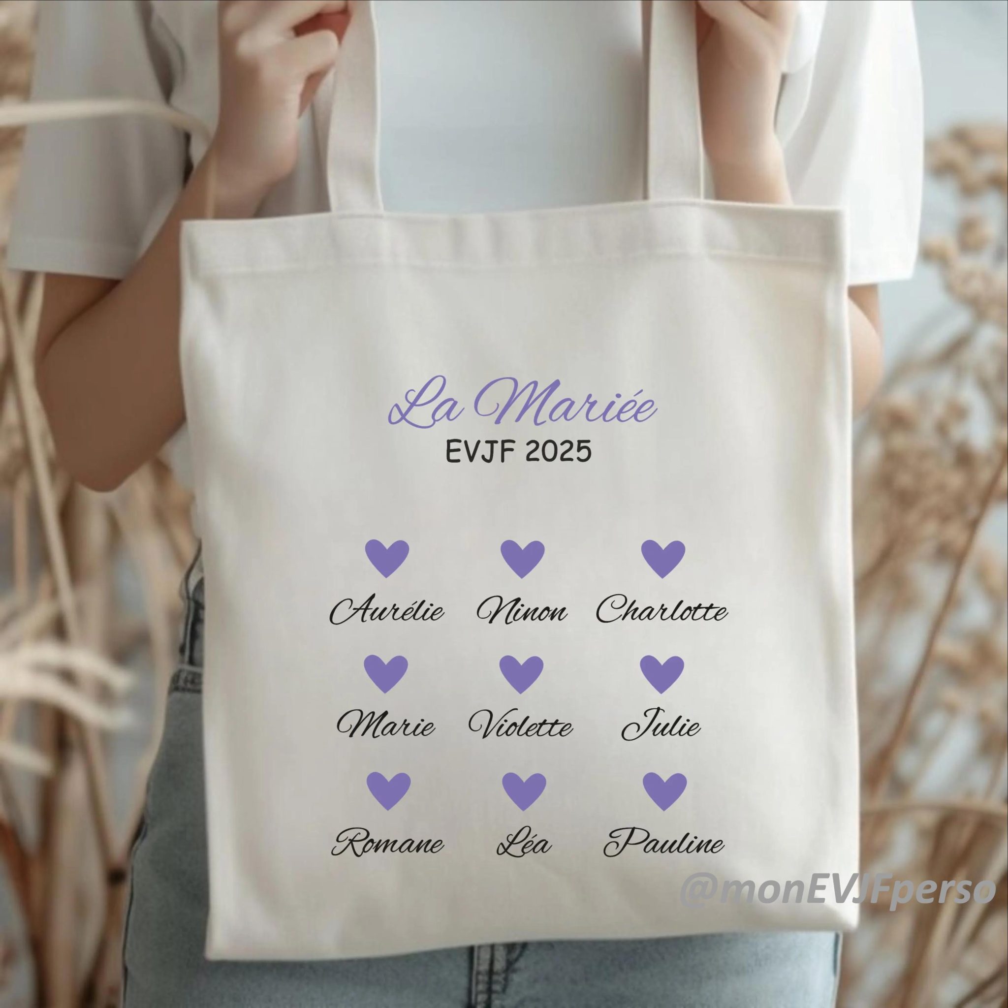Tote Bag EVJF souvenir la mariée Personnalisable — Cadeau témoin mariée