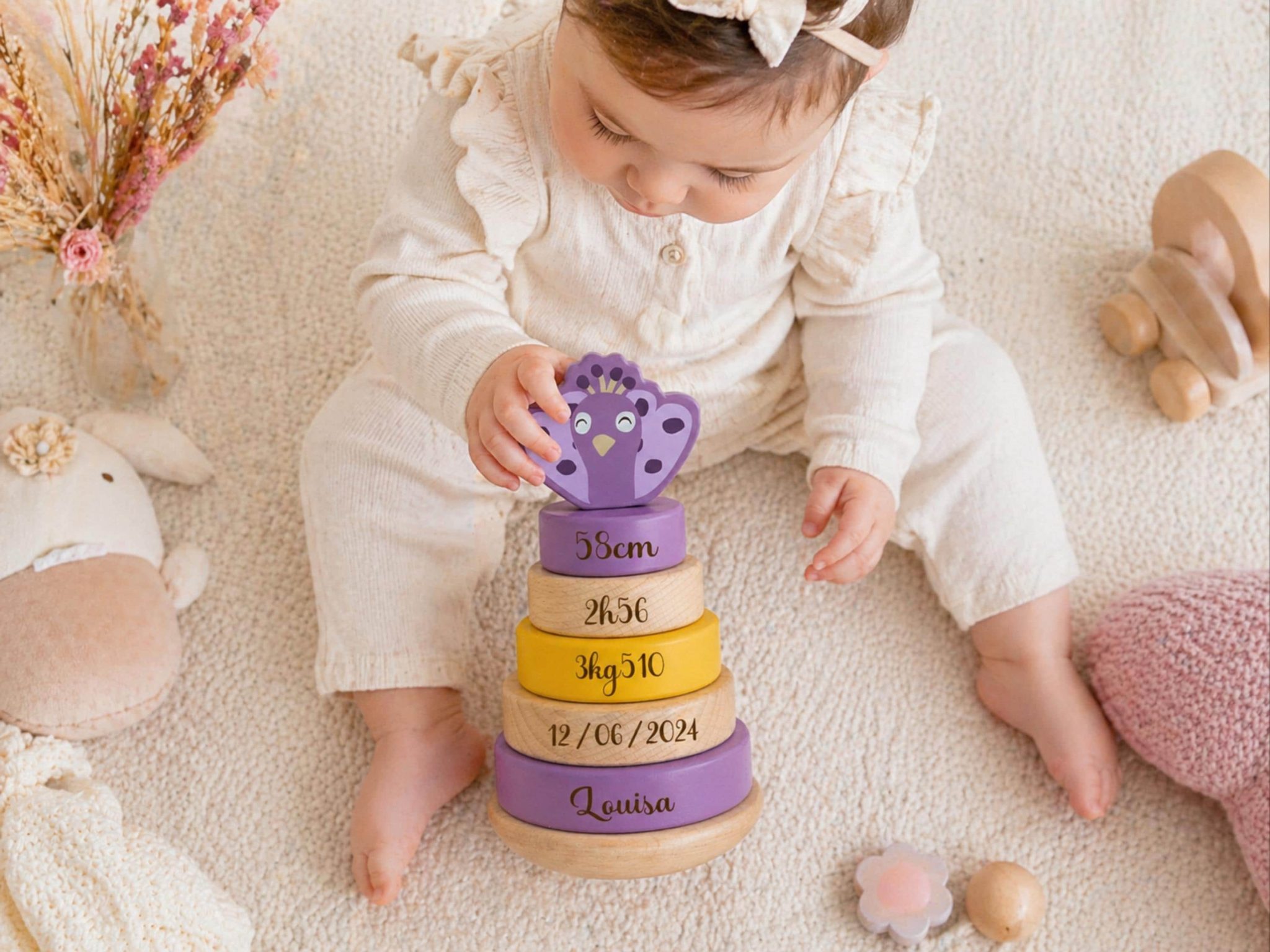 Tour informations de naissance personnalisé — cadeau baptême bébé