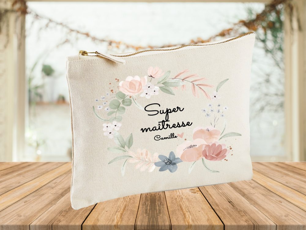 trousse à personnaliser maîtresse — cadeau école personnalisé