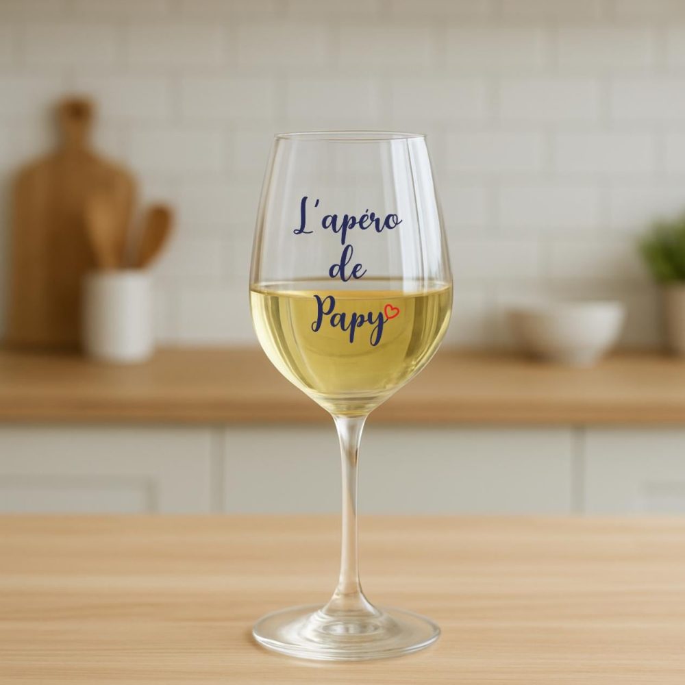 Verre à vin personnalisé "L’apéro de Papy"