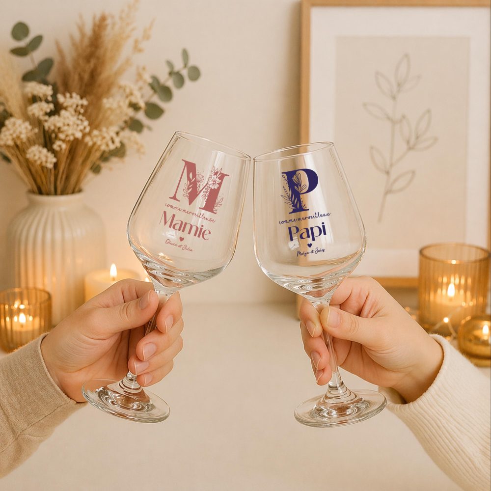 Verre à vin personnalisé Papi Mamie