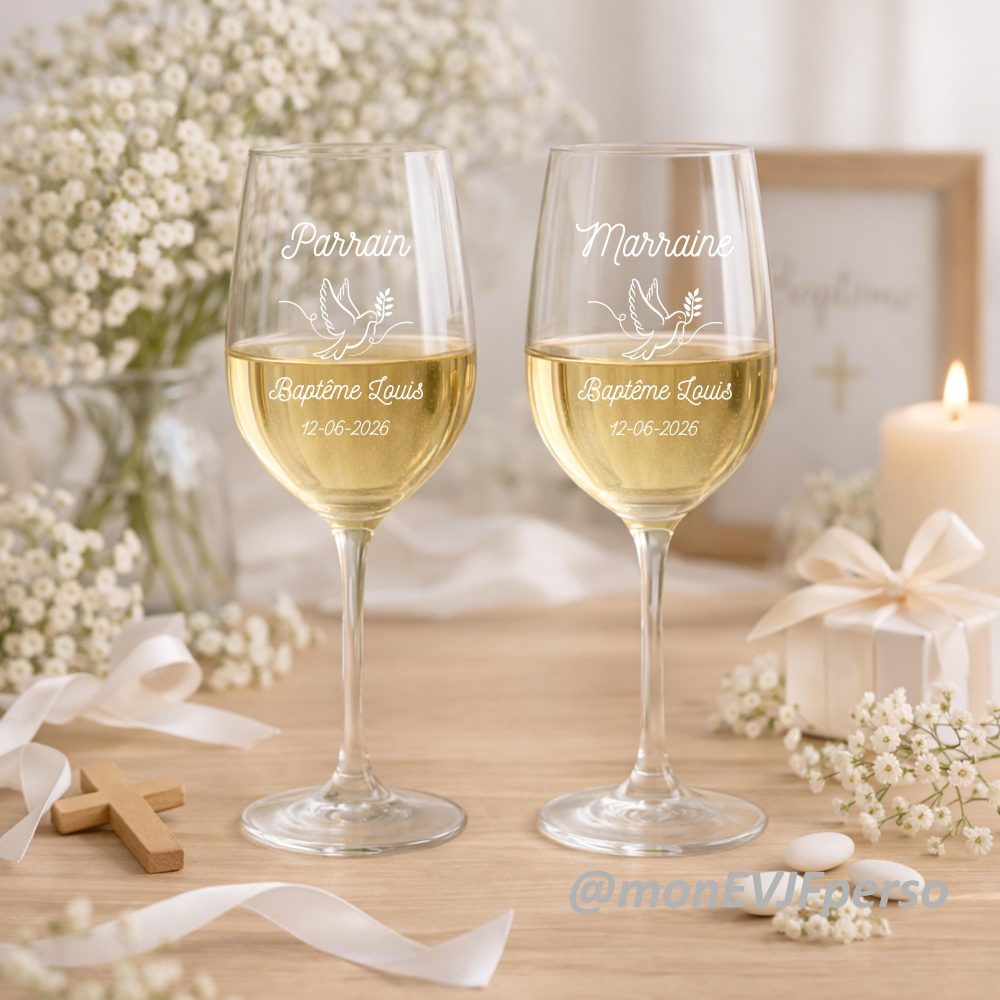 Verre à vin personnalisé Parrain Marraine