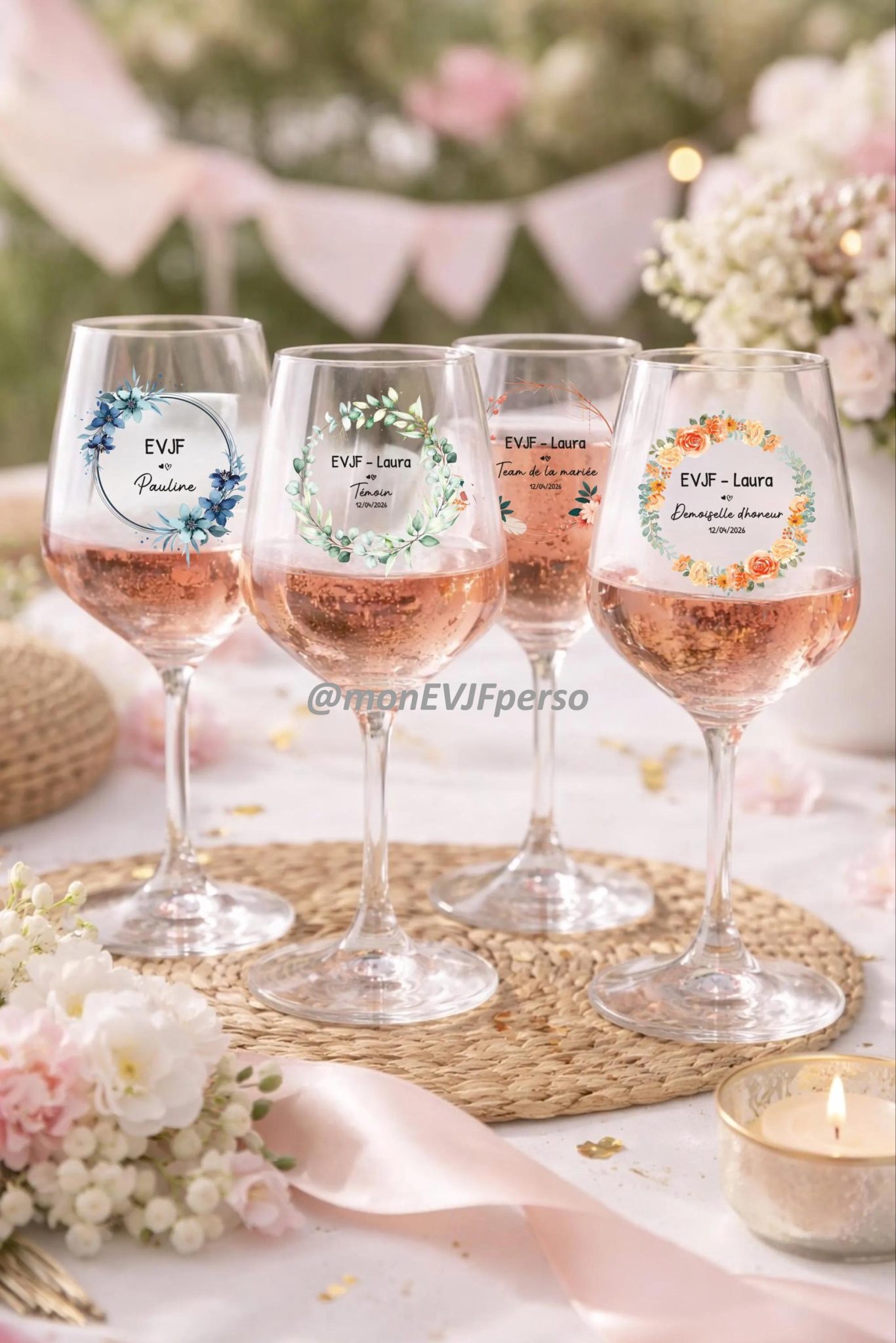 Verre EVJF personnalisé fleur