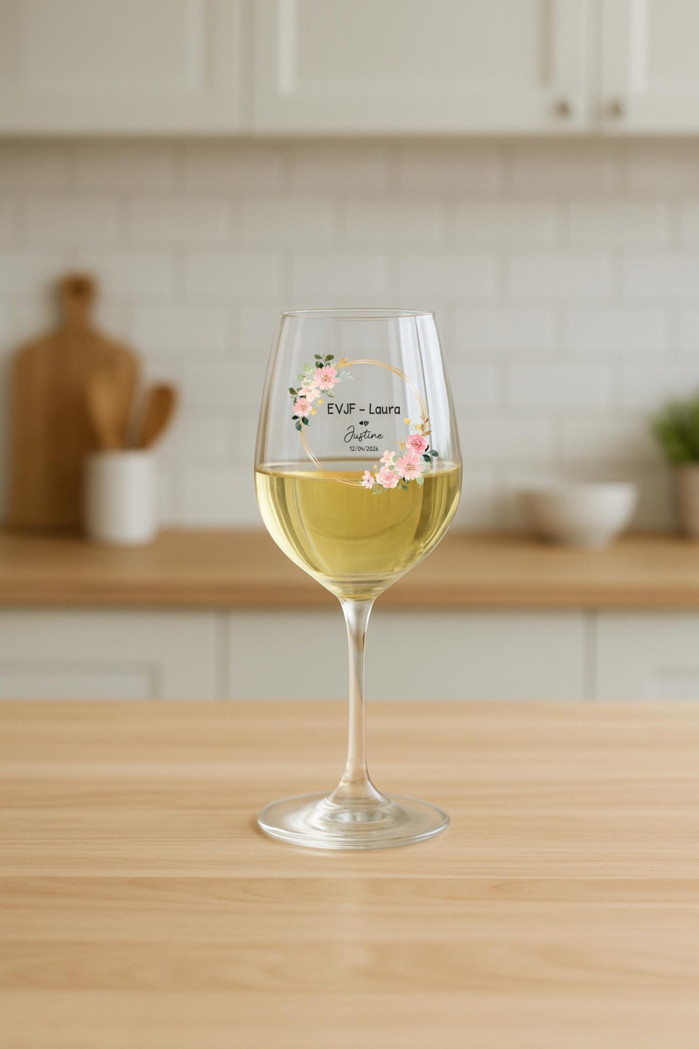 Verre EVJF personnalisé fleur — idée cadeau verre evjf